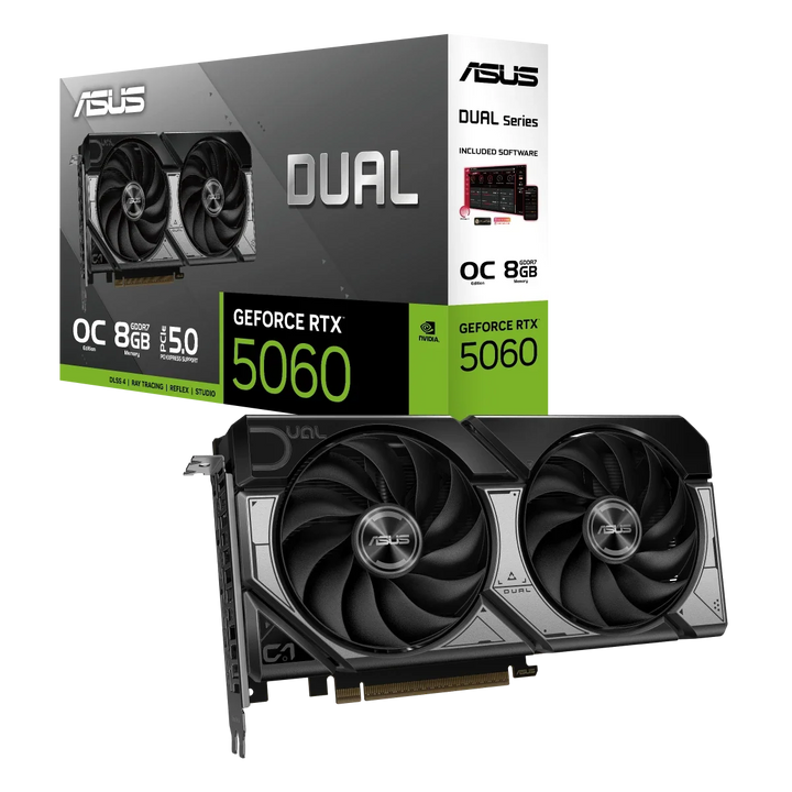 ASUS Dual GeForce RTX 5060 8 Go GDDR7 OC Edition avec boîte de vente au détail