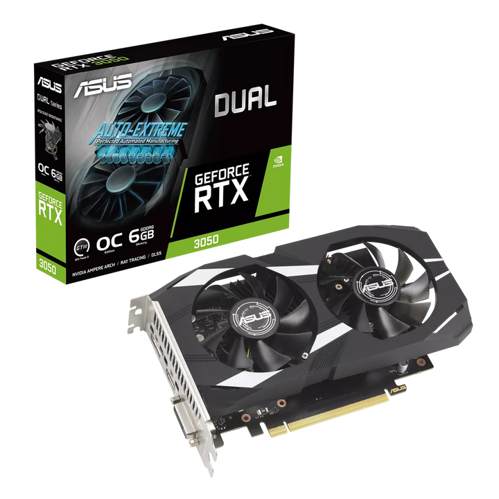 ASUS Dual GeForce RTX 3050 OC Edition 6 Go avec boîte de vente au détail