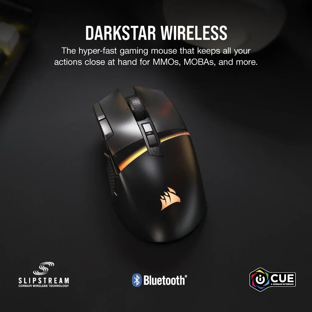 Corsair DARKSTAR Wireless RGB MMO Gaming Mouse 26K DPI Black