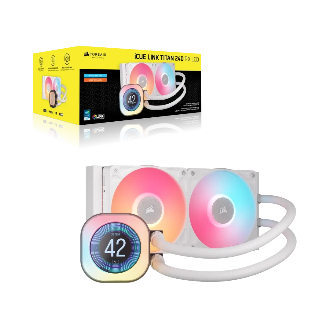 Corsair iCUE LINK TITAN 240 RX LCD Liquid CPU Cooler White