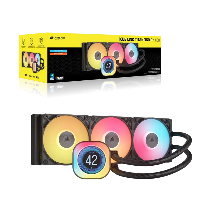 Refroidisseur de processeur Corsair iCUE LINK TITAN 360 RX LCD — écran LCD