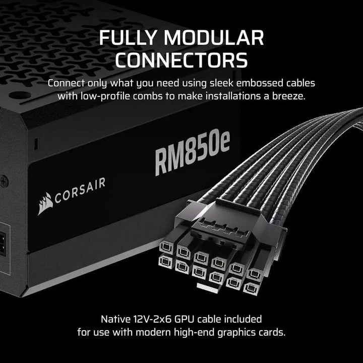 Corsair RM850e 2025 Alimentation entièrement modulaire 850 W – Noir — conception modulaire