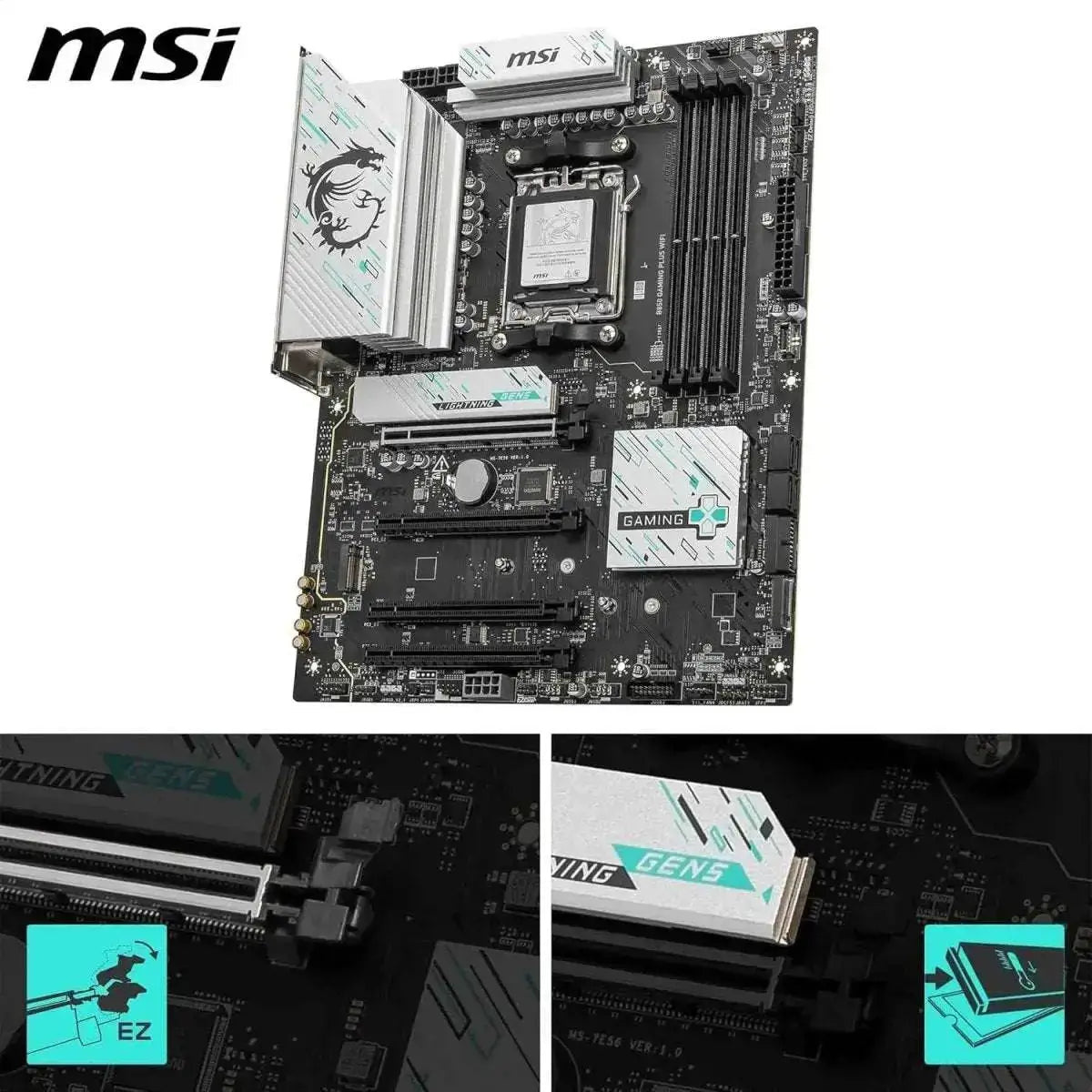 MSI B850 Gaming Plus WiFi Gaming Motherboard AM5 DDR5 ATX - Black - OPCbleu