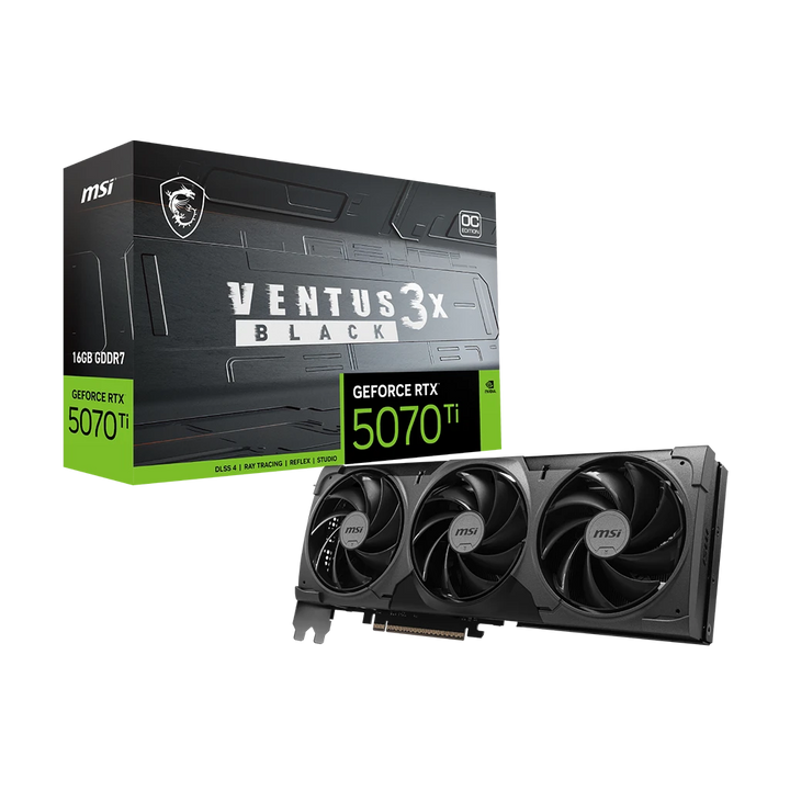 MSI GeForce RTX 5070 Ti 16G VENTUS 3X OC BLACK avec boîte de vente au détail