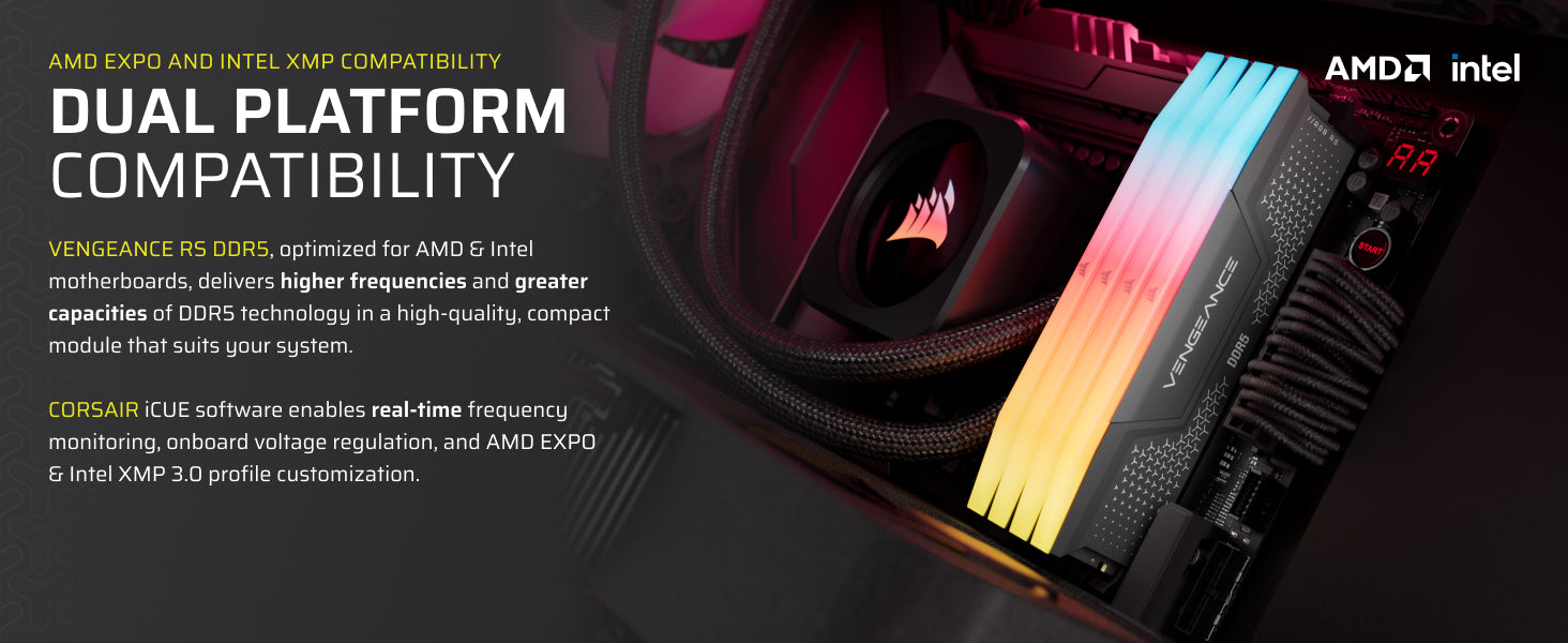 CORSAIR Vengeance RGB RS DDR5 RAM 32GB 6000MHz CL36 Gray