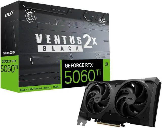 MSI Ventus GeForce RTX 5060 Ti 16GB GDDR7 PCIe 5.0 Graphics Card Black
