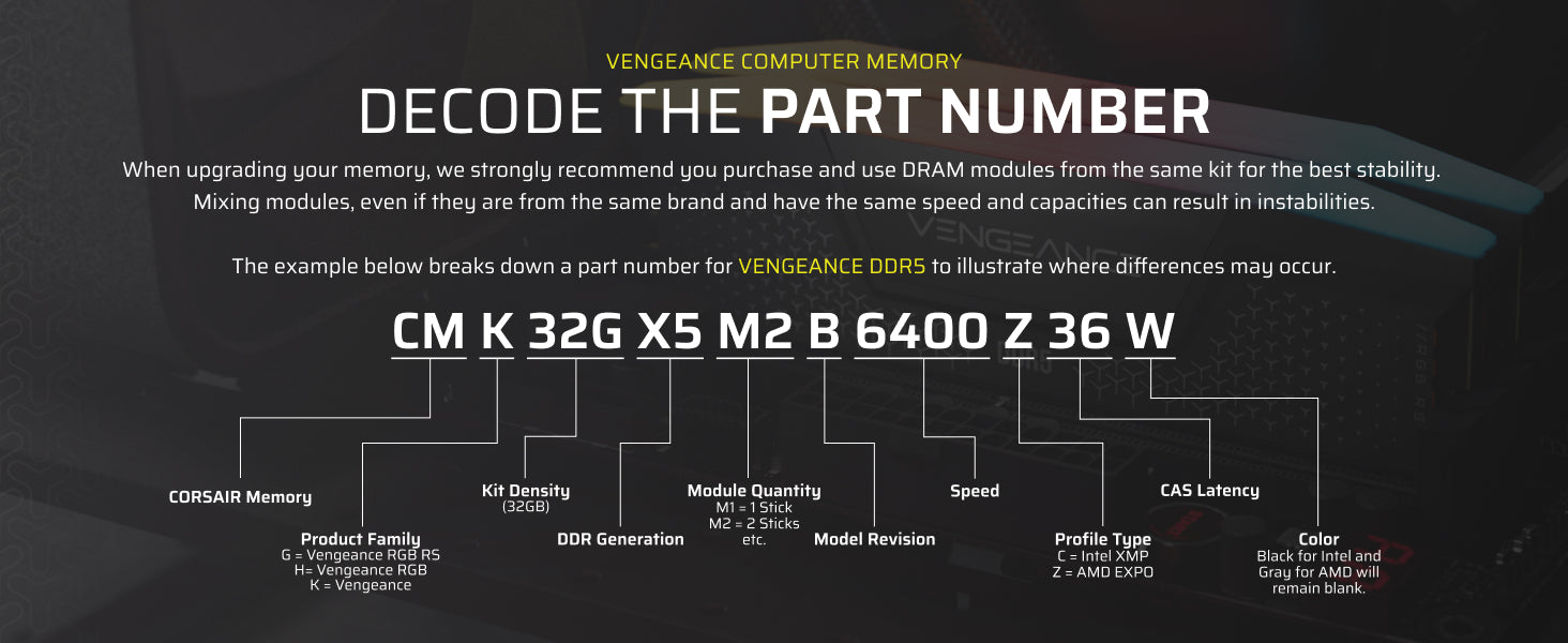 CORSAIR Vengeance RGB RS DDR5 RAM 32GB 6000MHz CL36 Gray