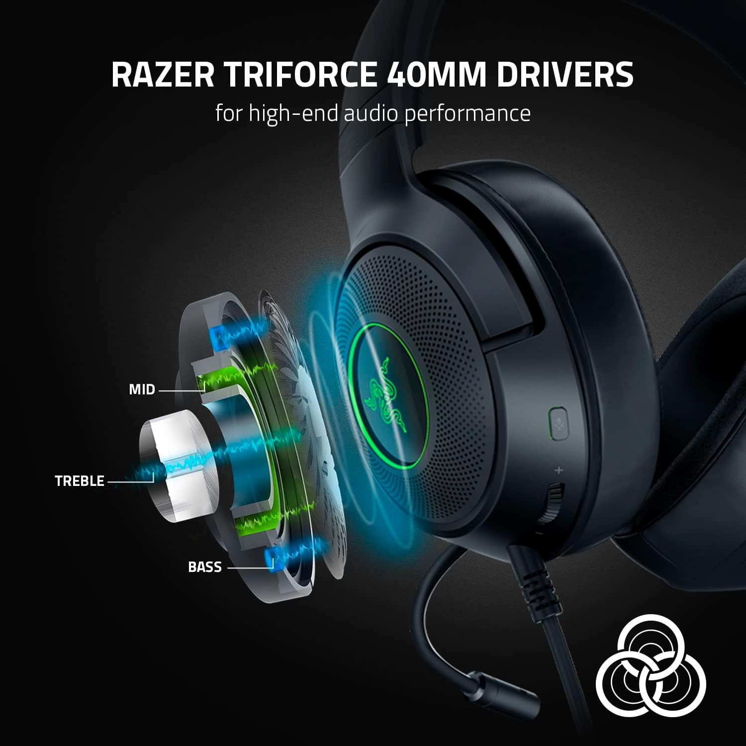 Razer Kraken V3 X Wired USB Gaming Headset 285g Black