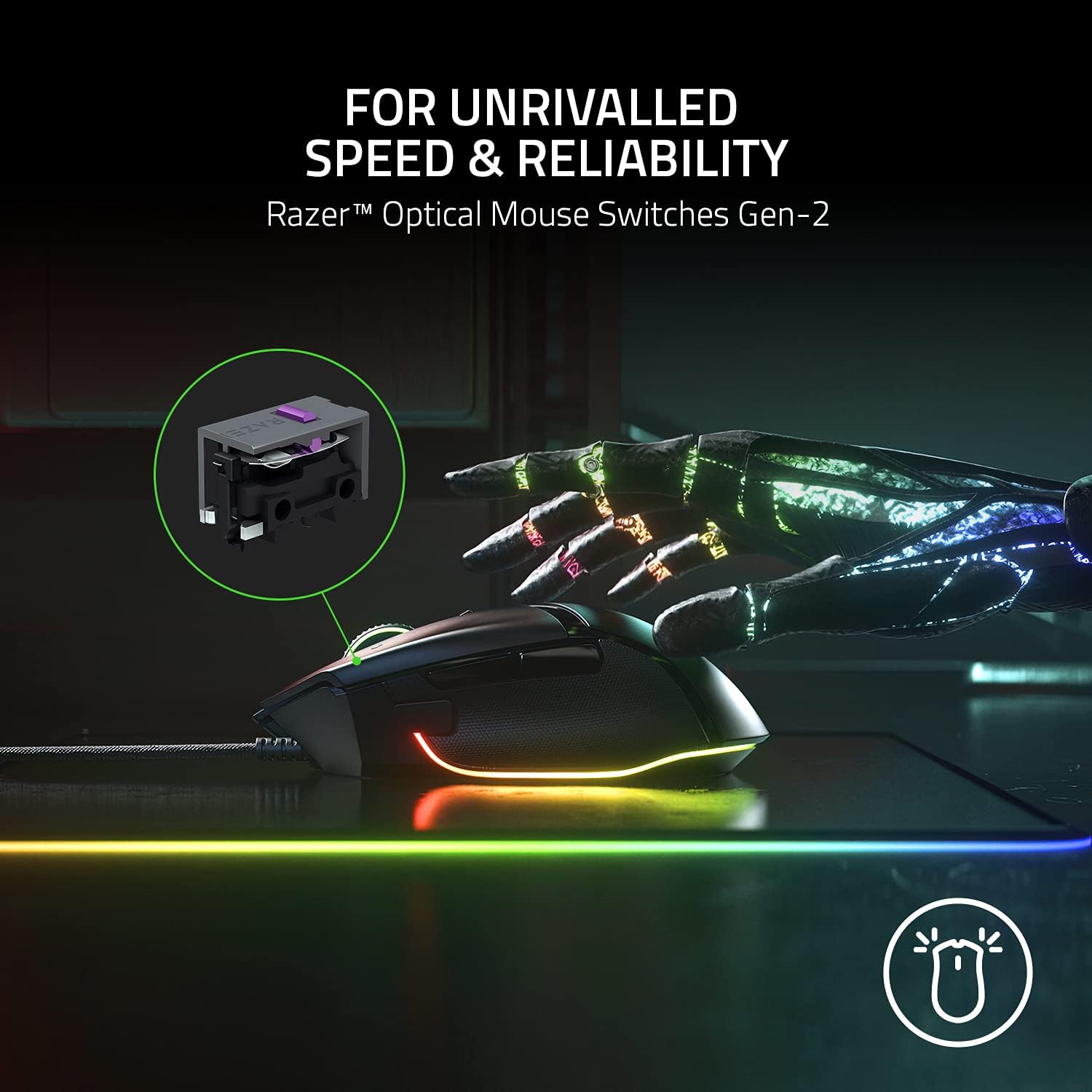 Razer Basilisk V3 Wired Gaming Mouse HyperScroll Tilt Wheel 26K DPI Black