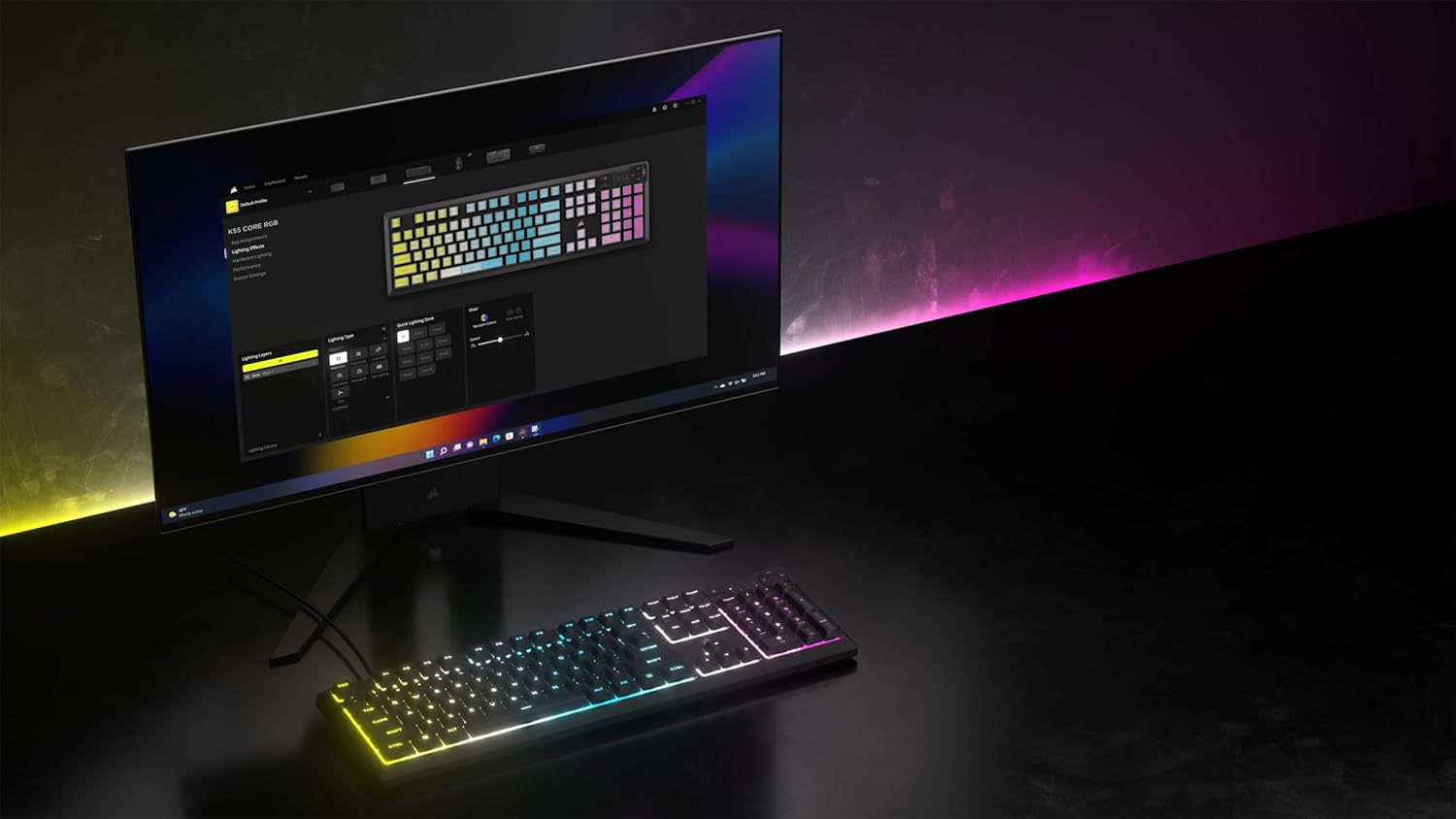 Corsair K55 CORE RGB Membrane Gaming Keyboard Ten-Zone Black