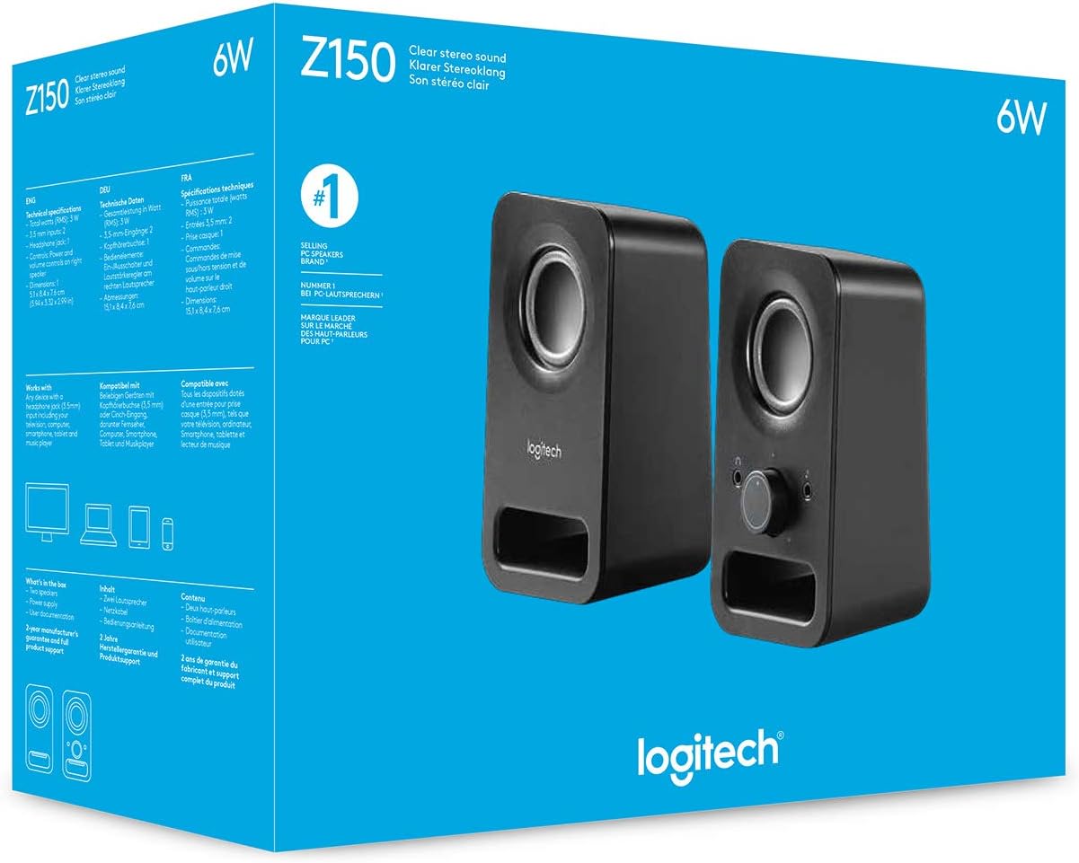 Logitech Z150 Multimedia Speakers Stereo Sound 2.0 Black