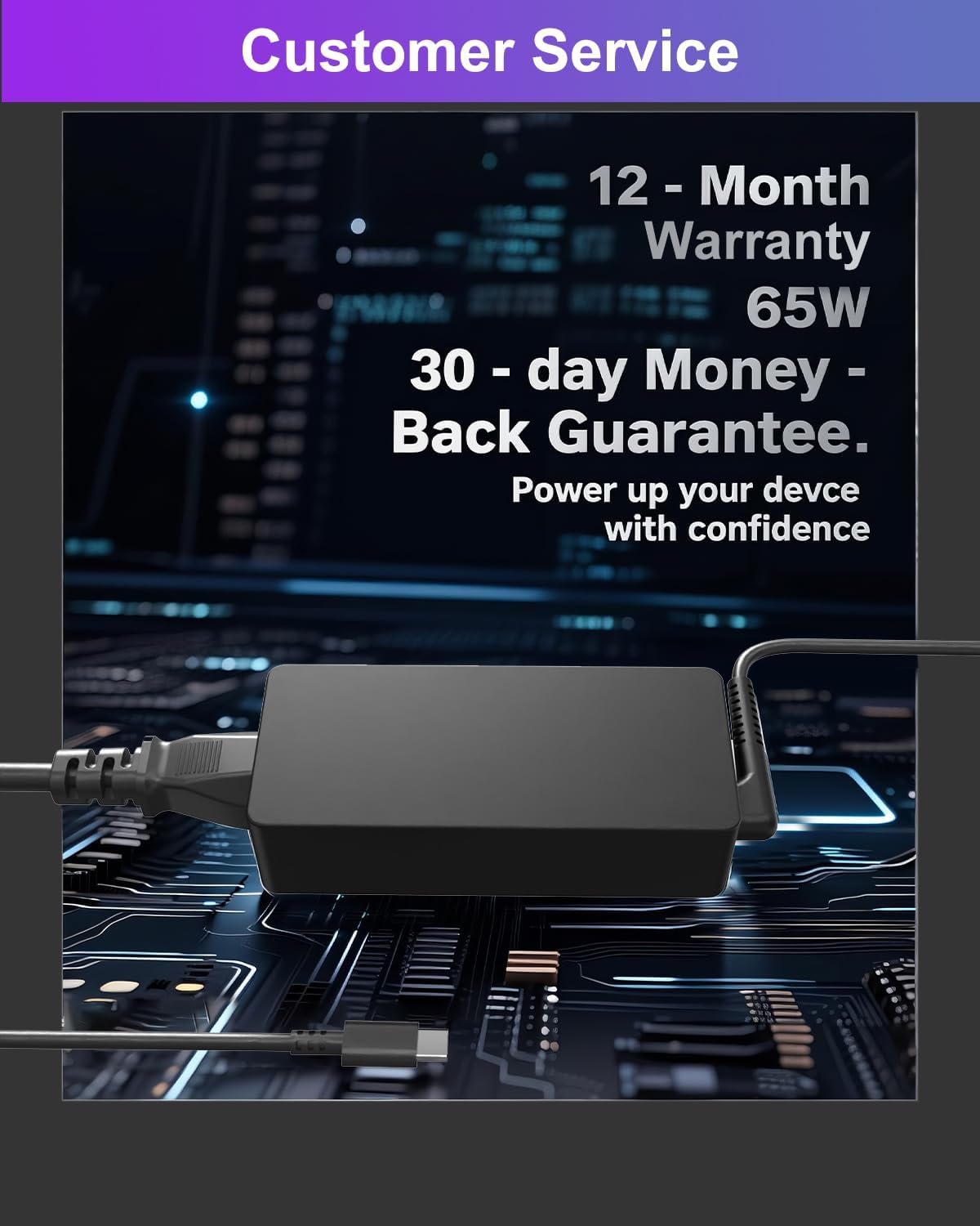 GDTOWD 65W USB-C Laptop Charger Compatible with Lenovo ThinkPad X1 Carbon