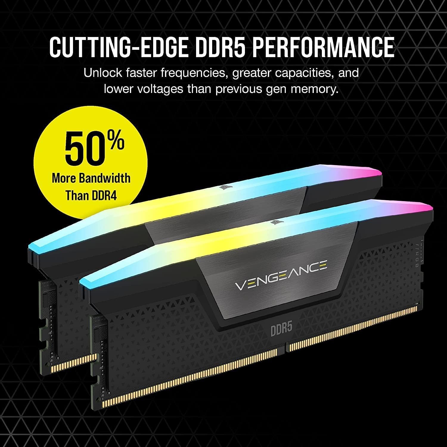 Corsair Vengeance RGB DDR5 RAM 32GB (2x16GB) 6000MHz CL36 Black