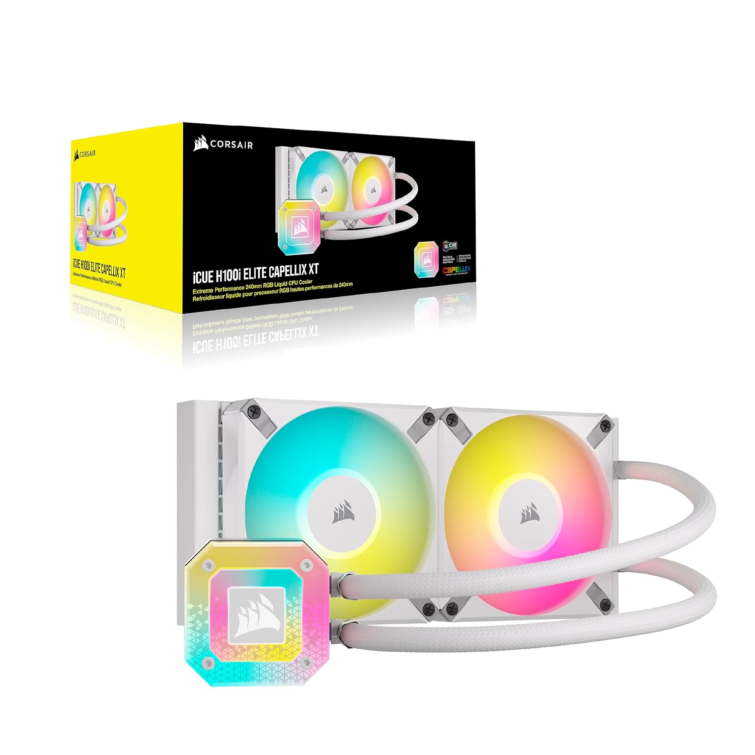 Corsair iCUE H100i Elite CAPELLIX XT Liquid CPU Cooler 240mm Radiator White