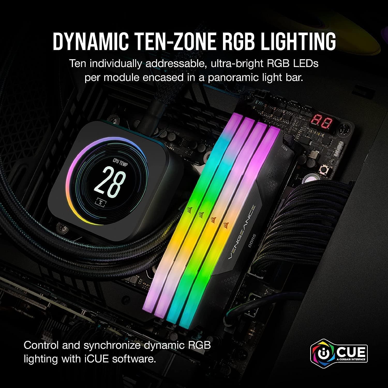 Corsair Vengeance RGB DDR5 RAM 32GB (2x16GB) 6000MHz CL36 Black