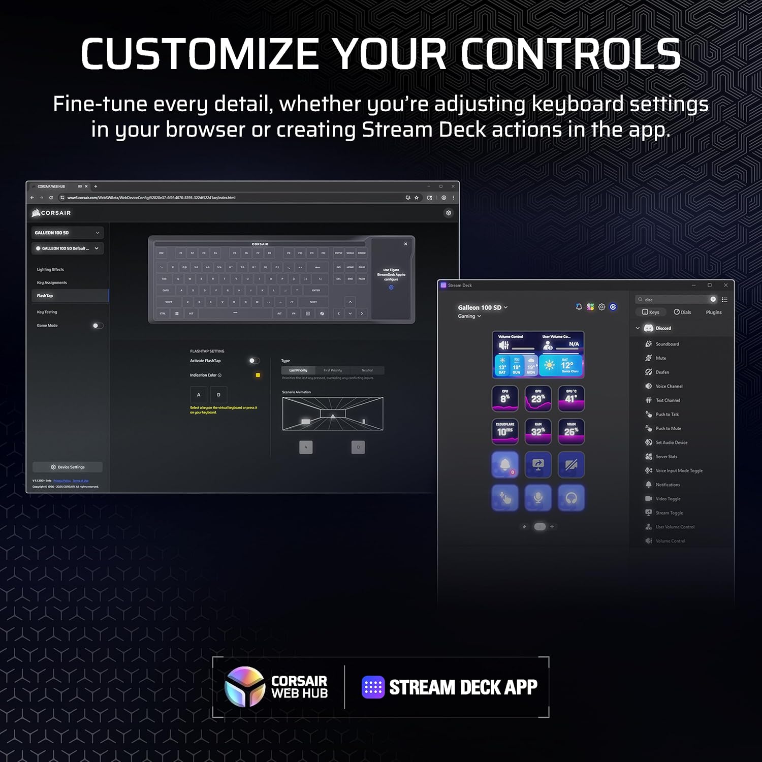 Corsair Galleon 100 SD Mechanical Gaming Keyboard with Stream Deck Black