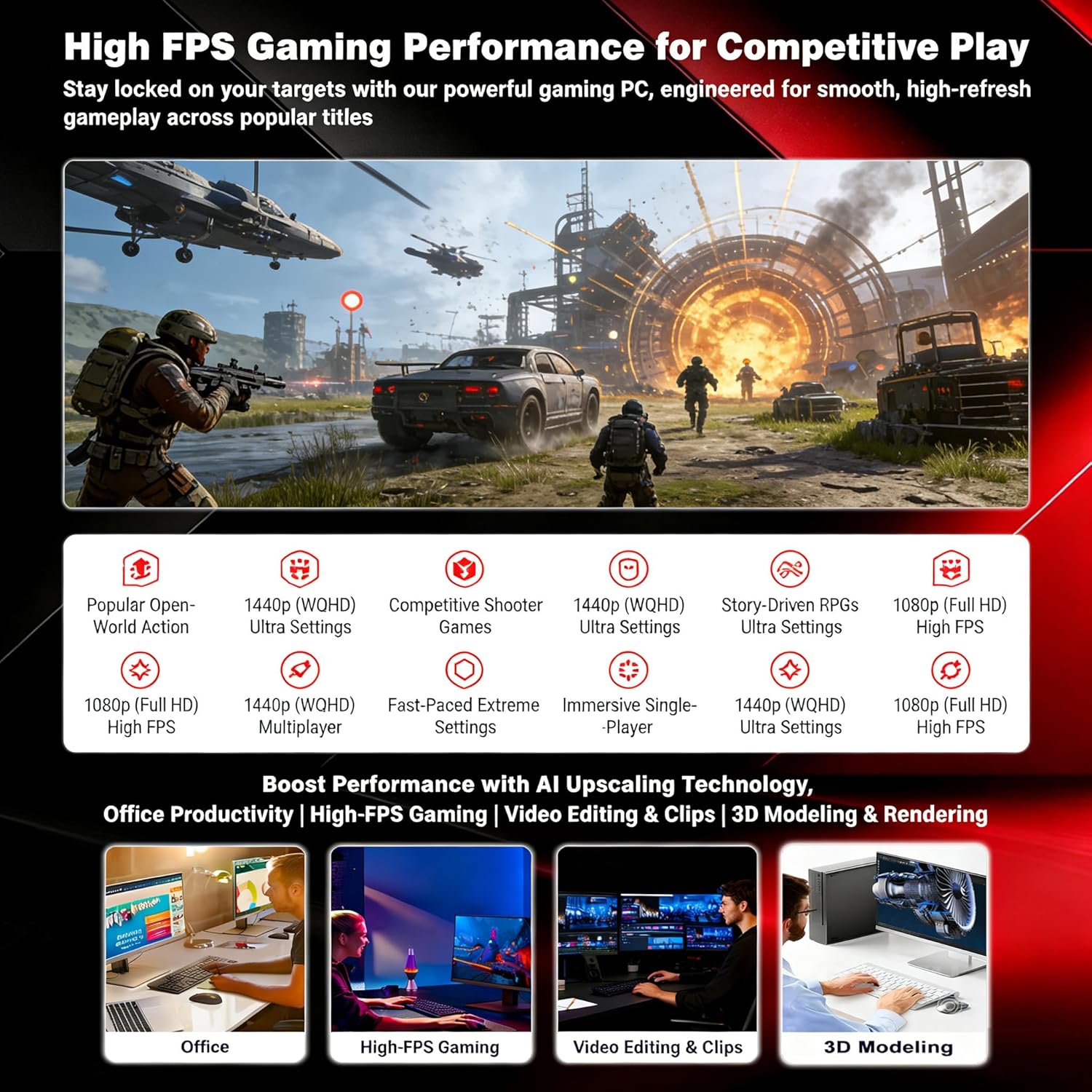 TitanFusion Gaming PC Intel Core i5-14400F GeForce RTX 4060 Ti 1TB SSD 16GB RAM