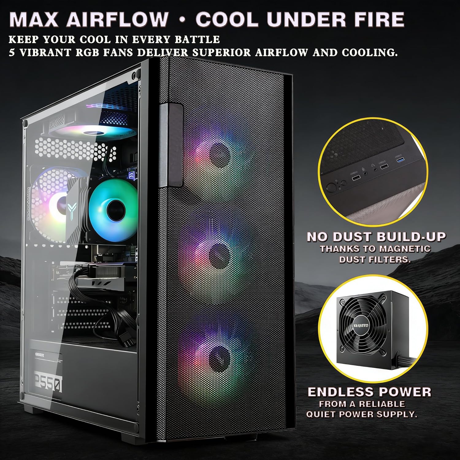 TitanFusion Gaming PC Intel Core i5-14400F GeForce RTX 4060 Ti 1TB SSD 16GB RAM