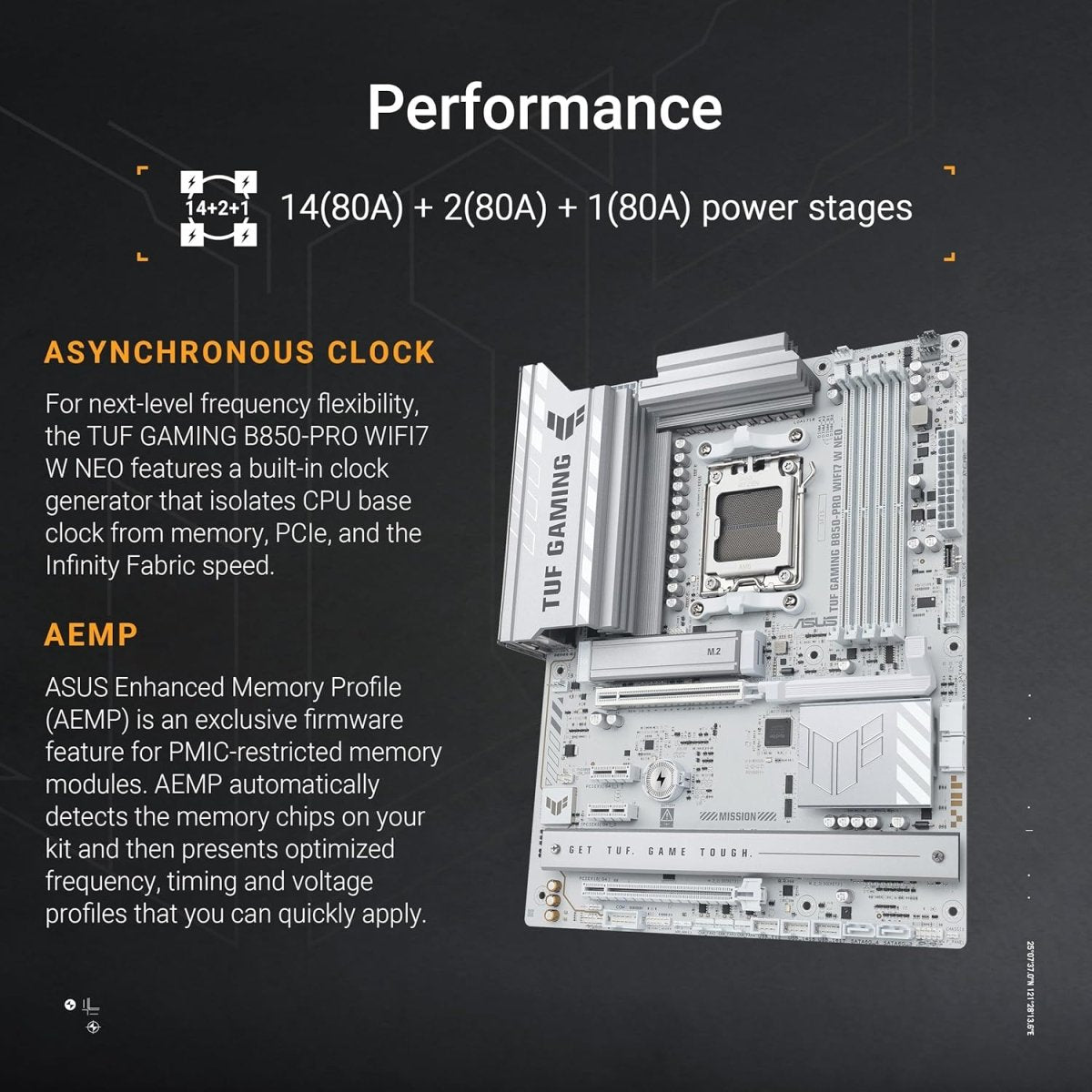 ASUS TUF Gaming B850-PRO WIFI7 W NEO AMD ATX Motherboard - OPCbleu