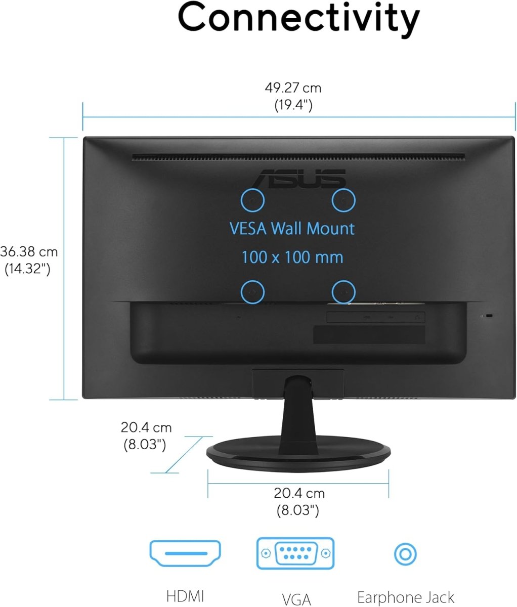 Asus VP227HF 21.45in Full HD 100Hz Eye Care Monitor Black - OPCbleu