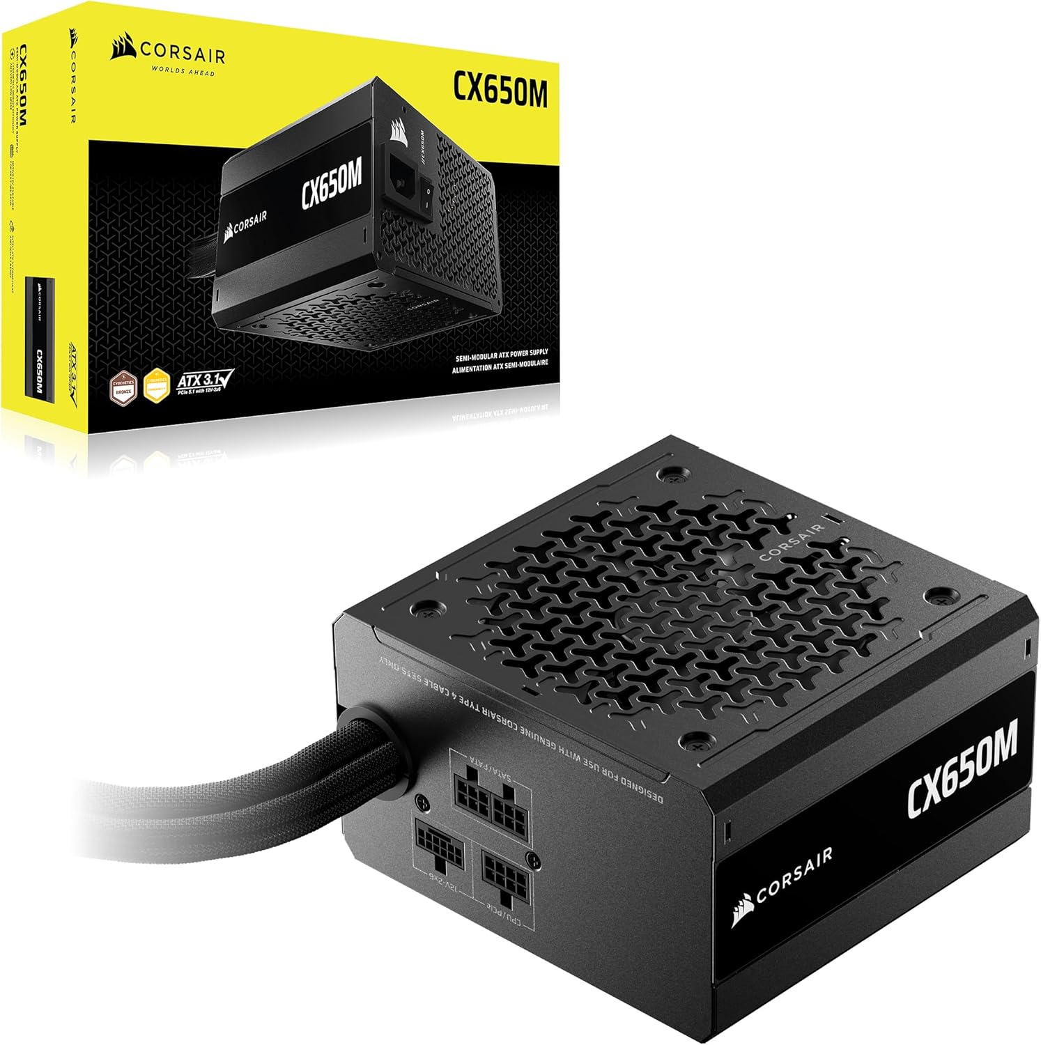 CORSAIR CX650M Semi Modular ATX 3.1 PCIe 5.1 Low-Noise 650W Power Supply Black - OPCbleu