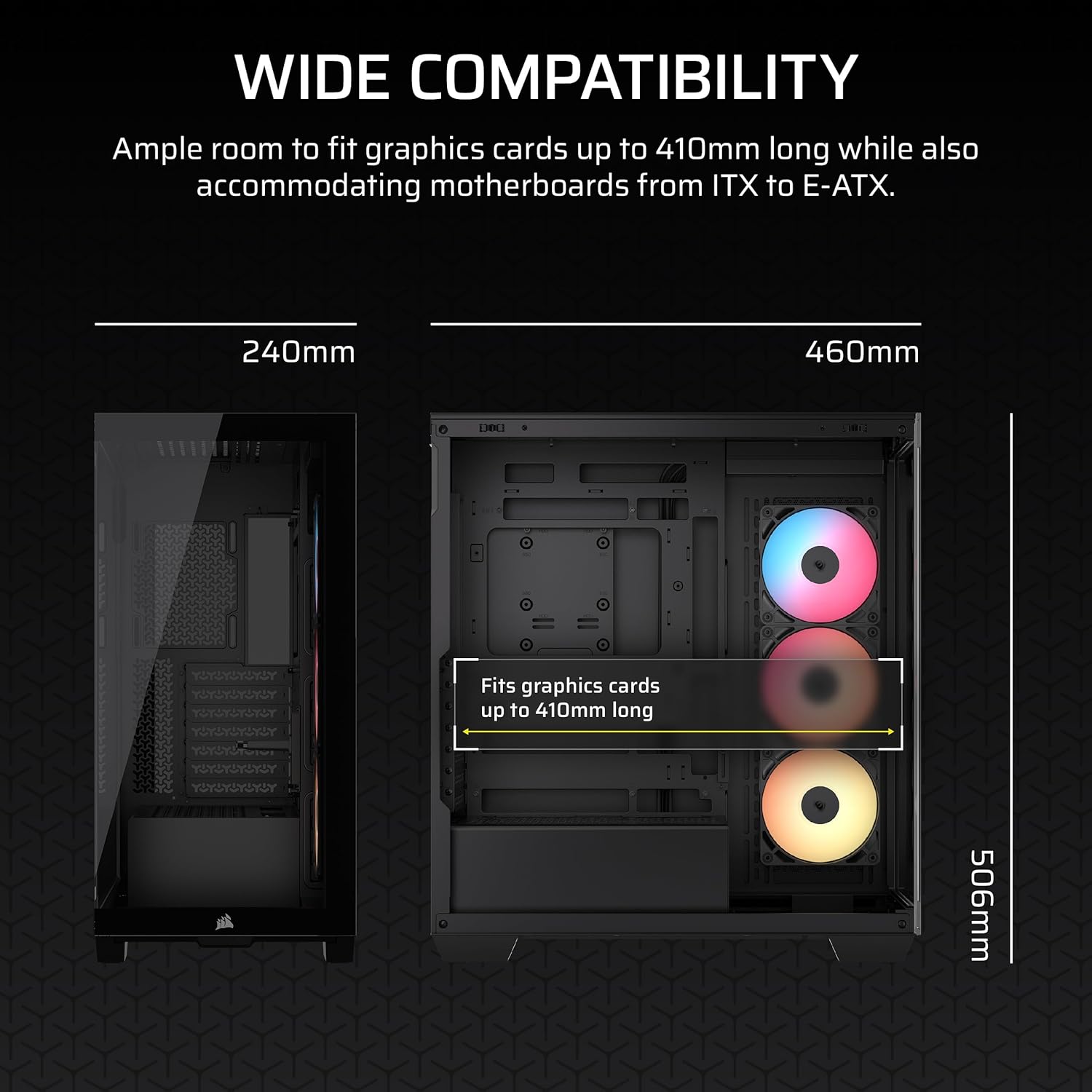 Corsair 3500X RS-R ARGB Mid-Tower PC Case 3x RS120-R ARGB Fans GPU Anti-Sag Arm - OPCbleu