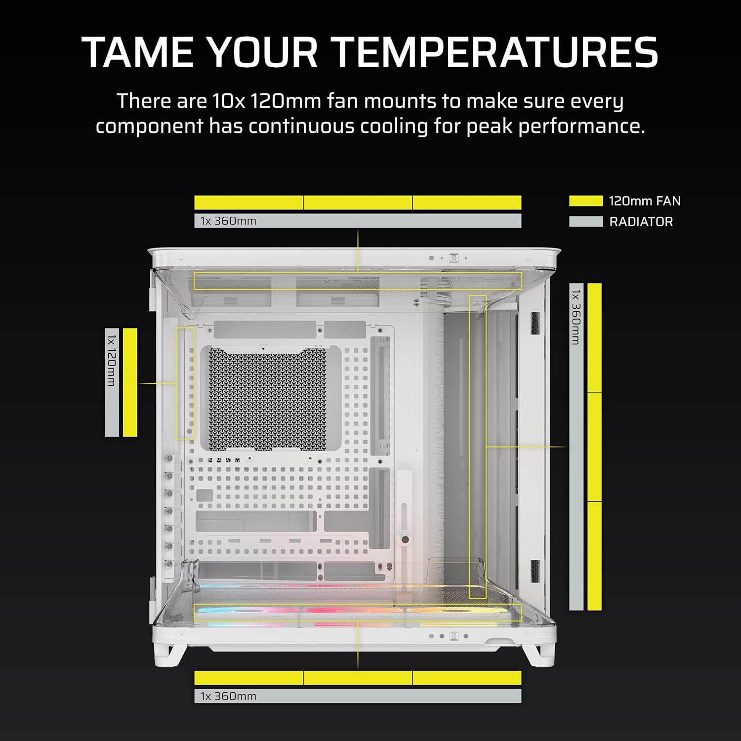 Corsair AIR 5400 LX-R RGB iCUE Link Mid-Tower PC Case White - OPCbleu