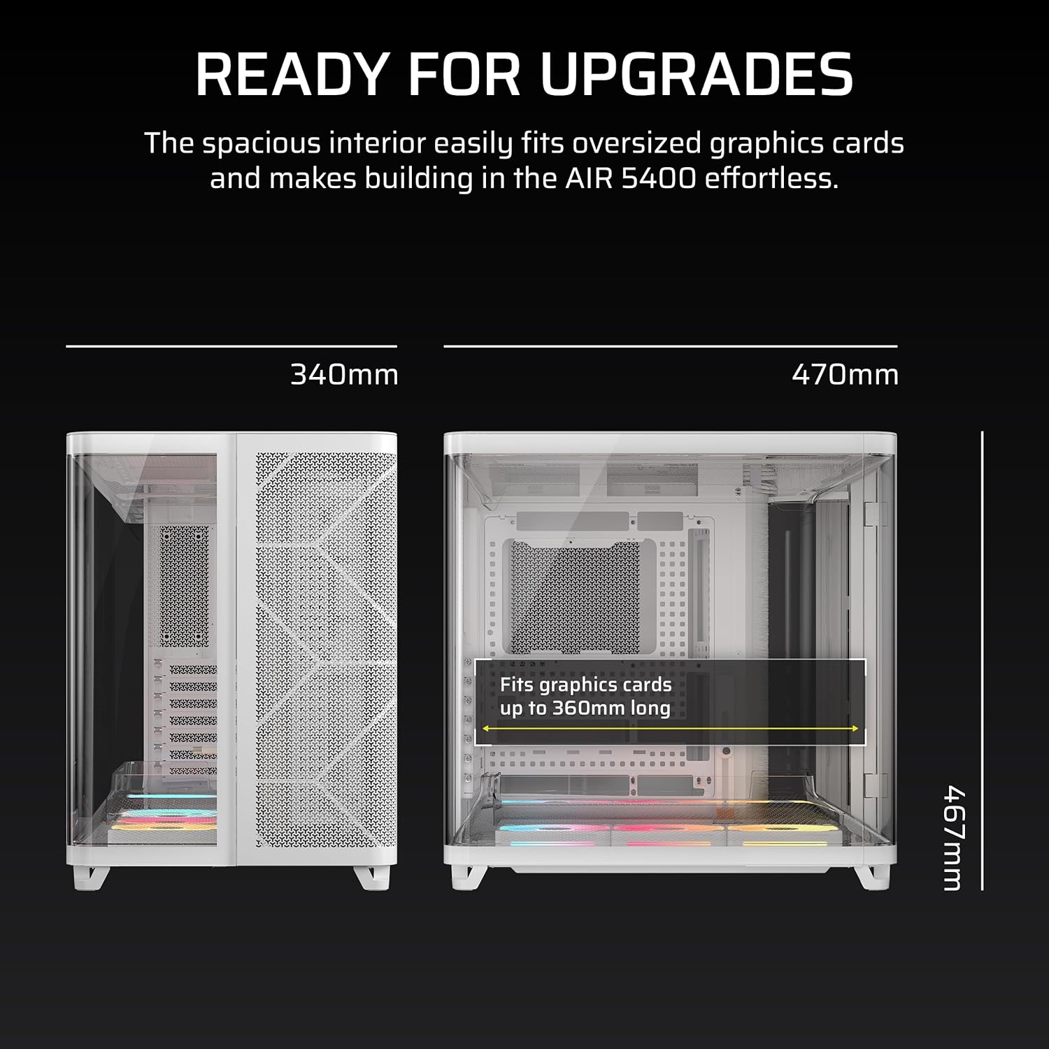 Corsair AIR 5400 LX-R RGB iCUE Link Mid-Tower PC Case White - OPCbleu
