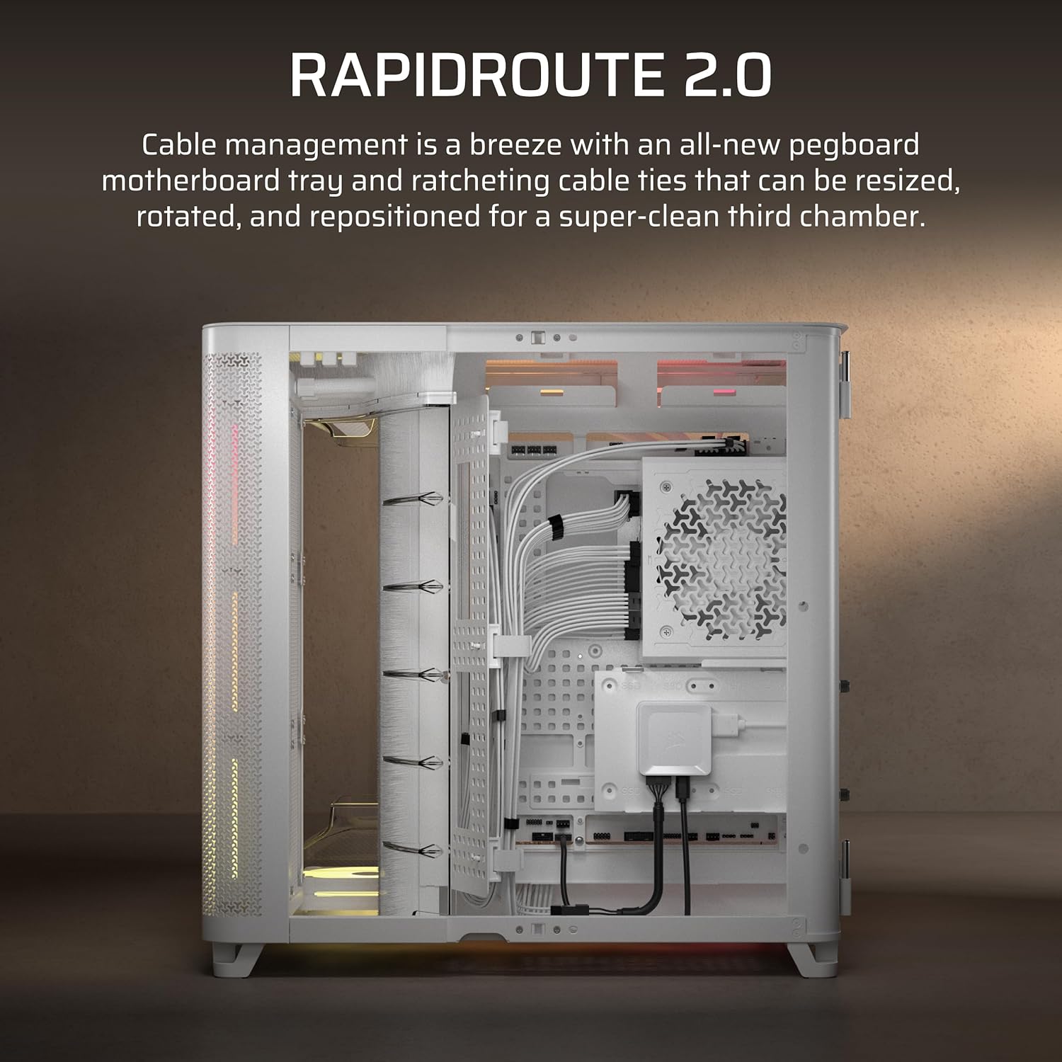 Corsair AIR 5400 LX-R RGB iCUE Link Mid-Tower PC Case White - OPCbleu