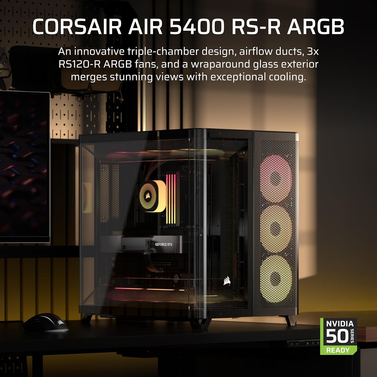 Corsair AIR 5400 RS-R ARGB Mid-Tower PC Case Black - OPCbleu