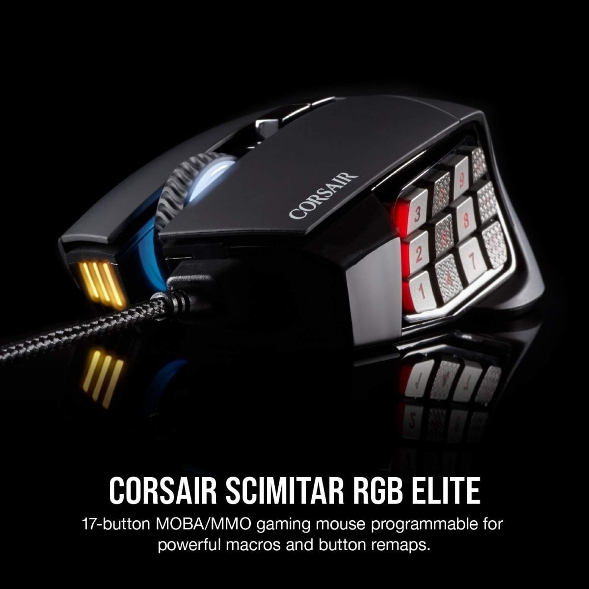 Corsair Scimitar RGB Elite Gaming Mouse 18,000 DPI 17 Buttons Black - OPCbleu