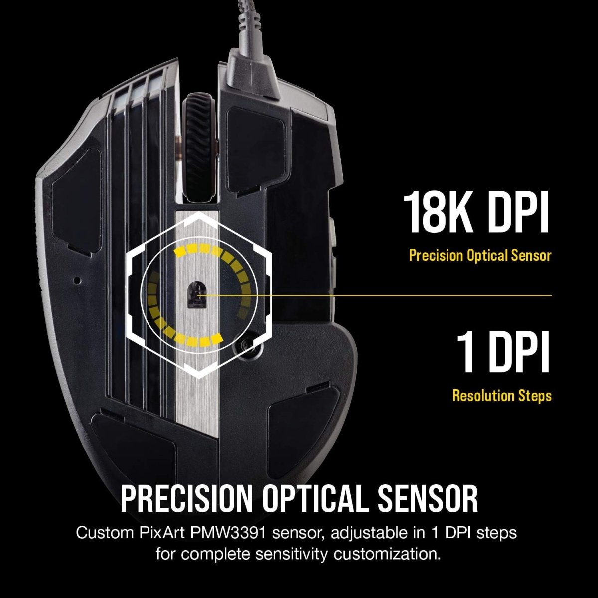 Corsair Scimitar RGB Elite Gaming Mouse 18,000 DPI 17 Buttons Black - OPCbleu