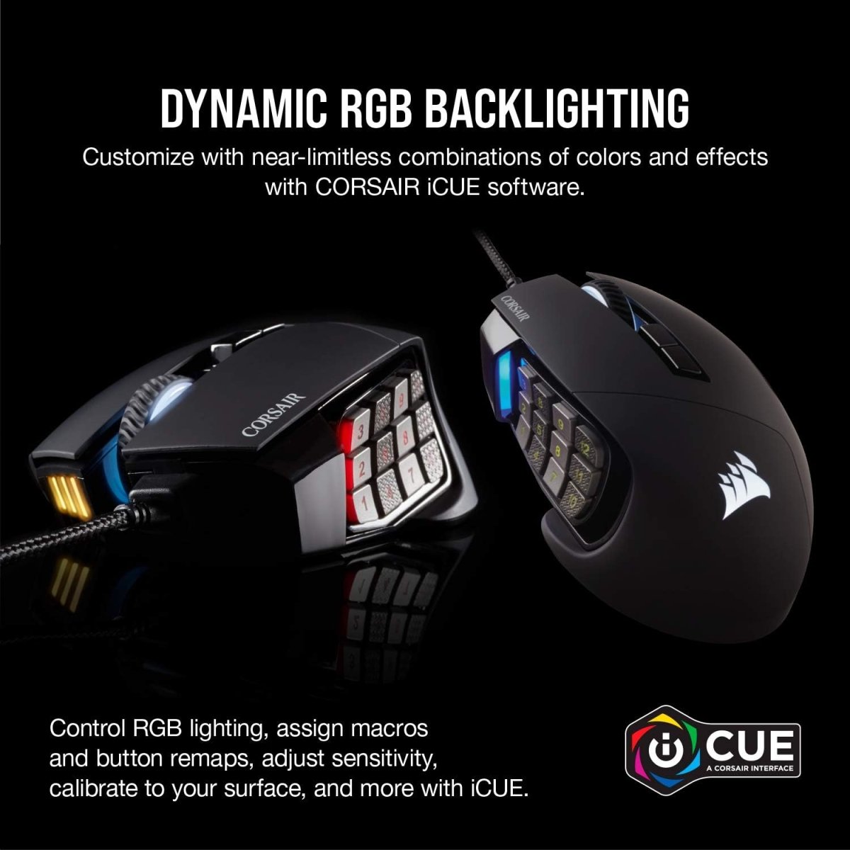 Corsair Scimitar RGB Elite Gaming Mouse 18,000 DPI 17 Buttons Black - OPCbleu
