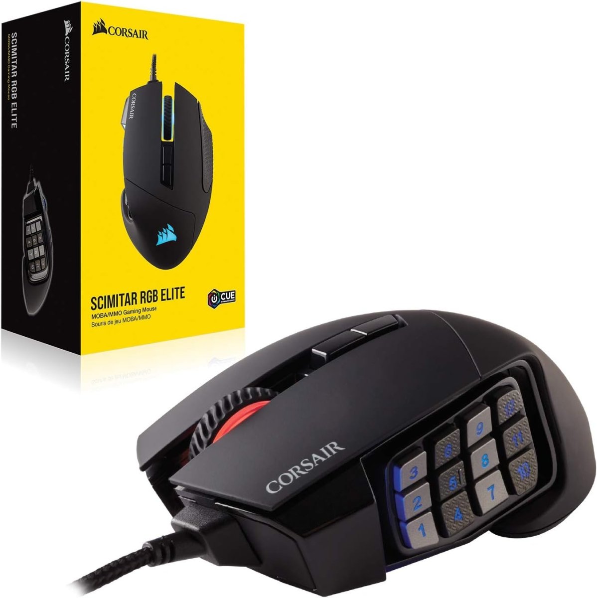 Corsair Scimitar RGB Elite Gaming Mouse 18,000 DPI 17 Buttons Black - OPCbleu