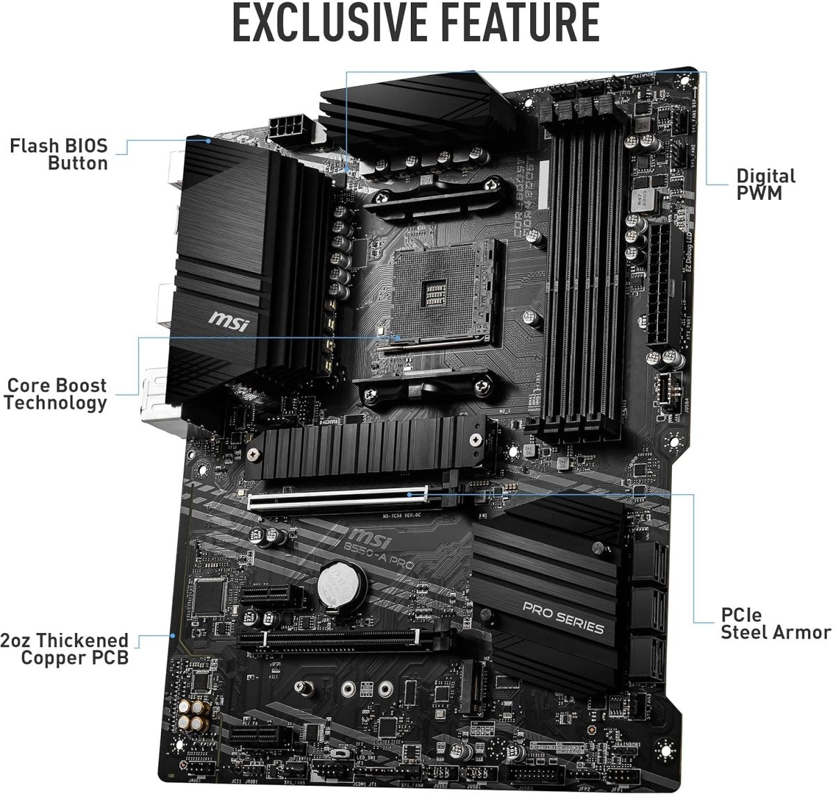 MSI B550-A PRO ProSeries AMD AM4 ATX Motherboard - OPCbleu