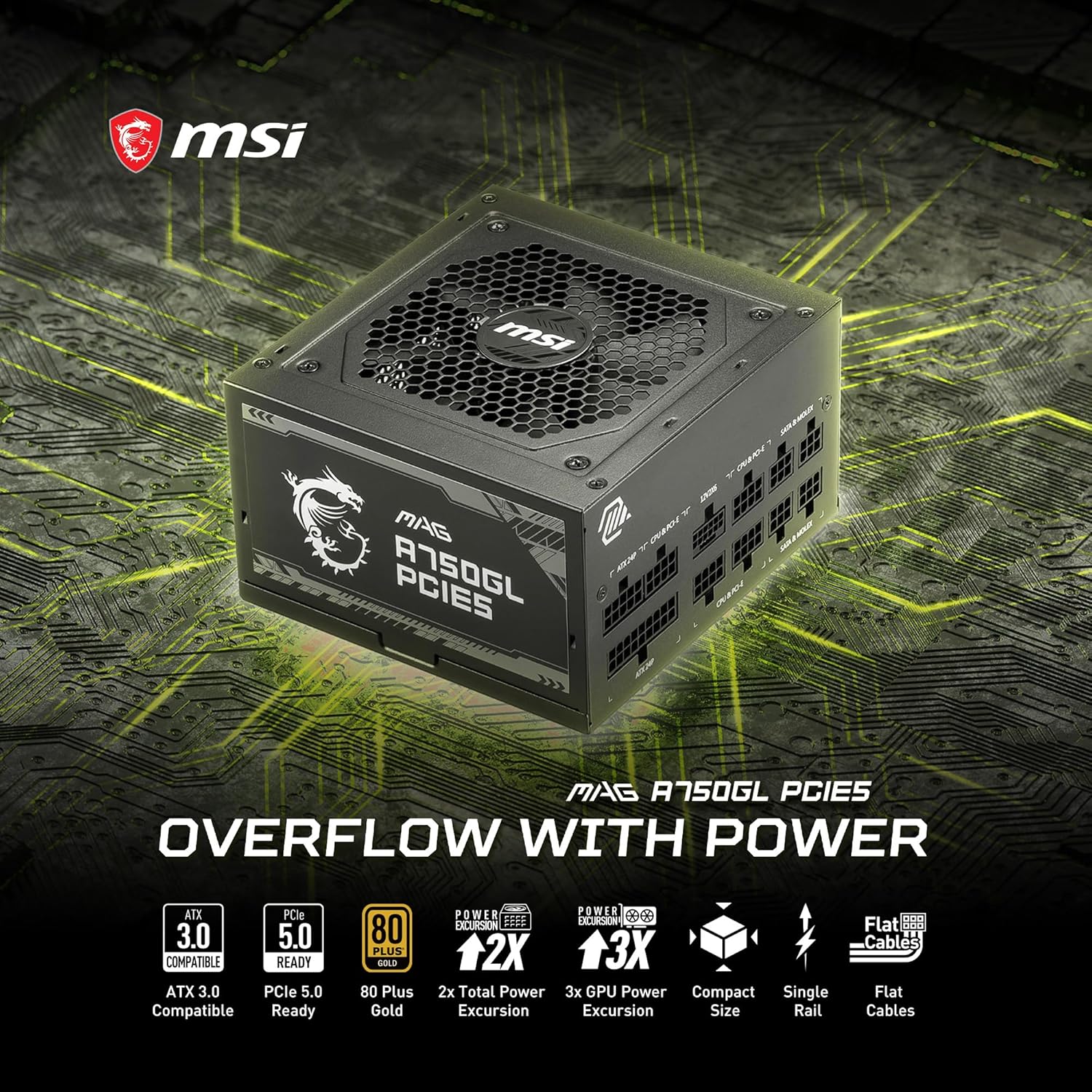 MSI MAG A750GL PCIE5 Fully Modular 80+ Gold Power Supply 750W - OPCbleu