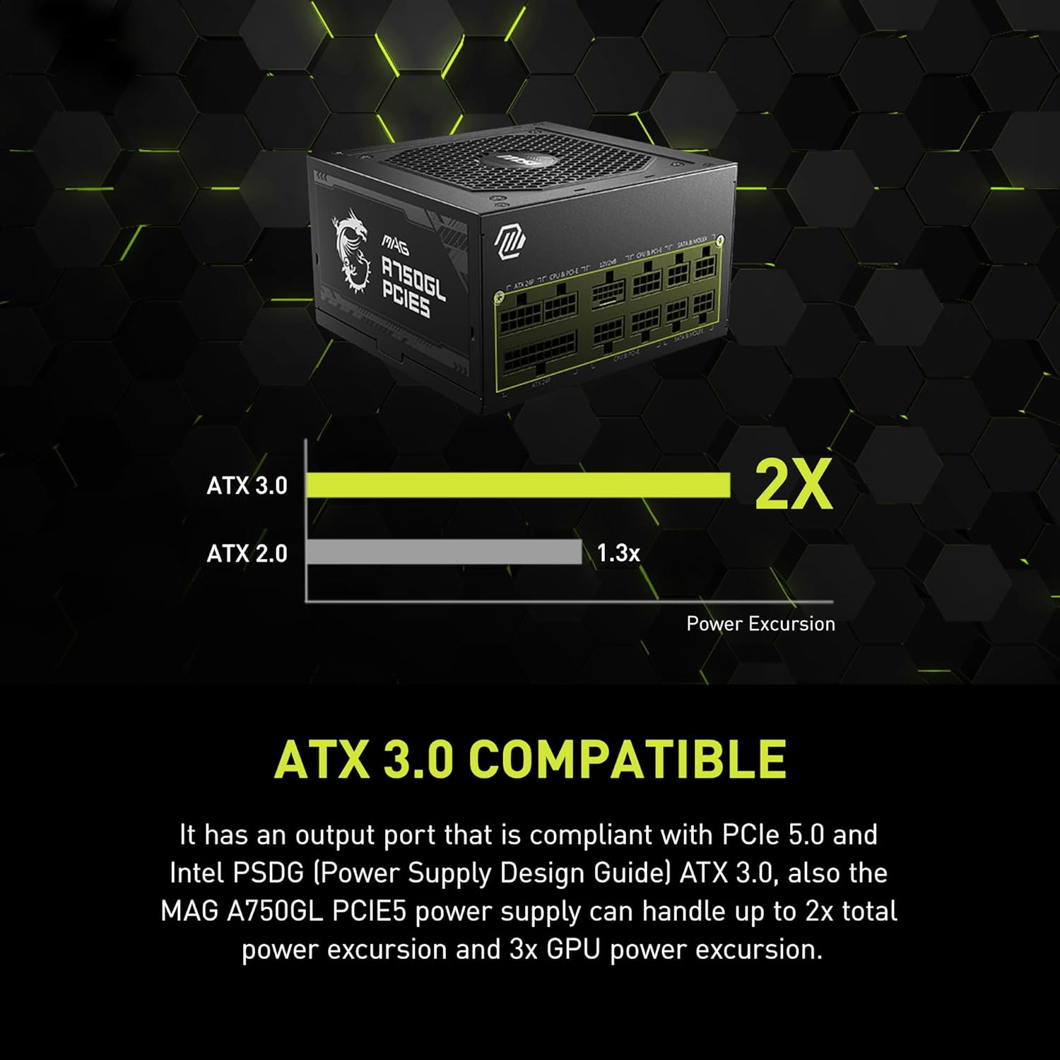 MSI MAG A750GL PCIE5 Fully Modular 80+ Gold Power Supply 750W - OPCbleu