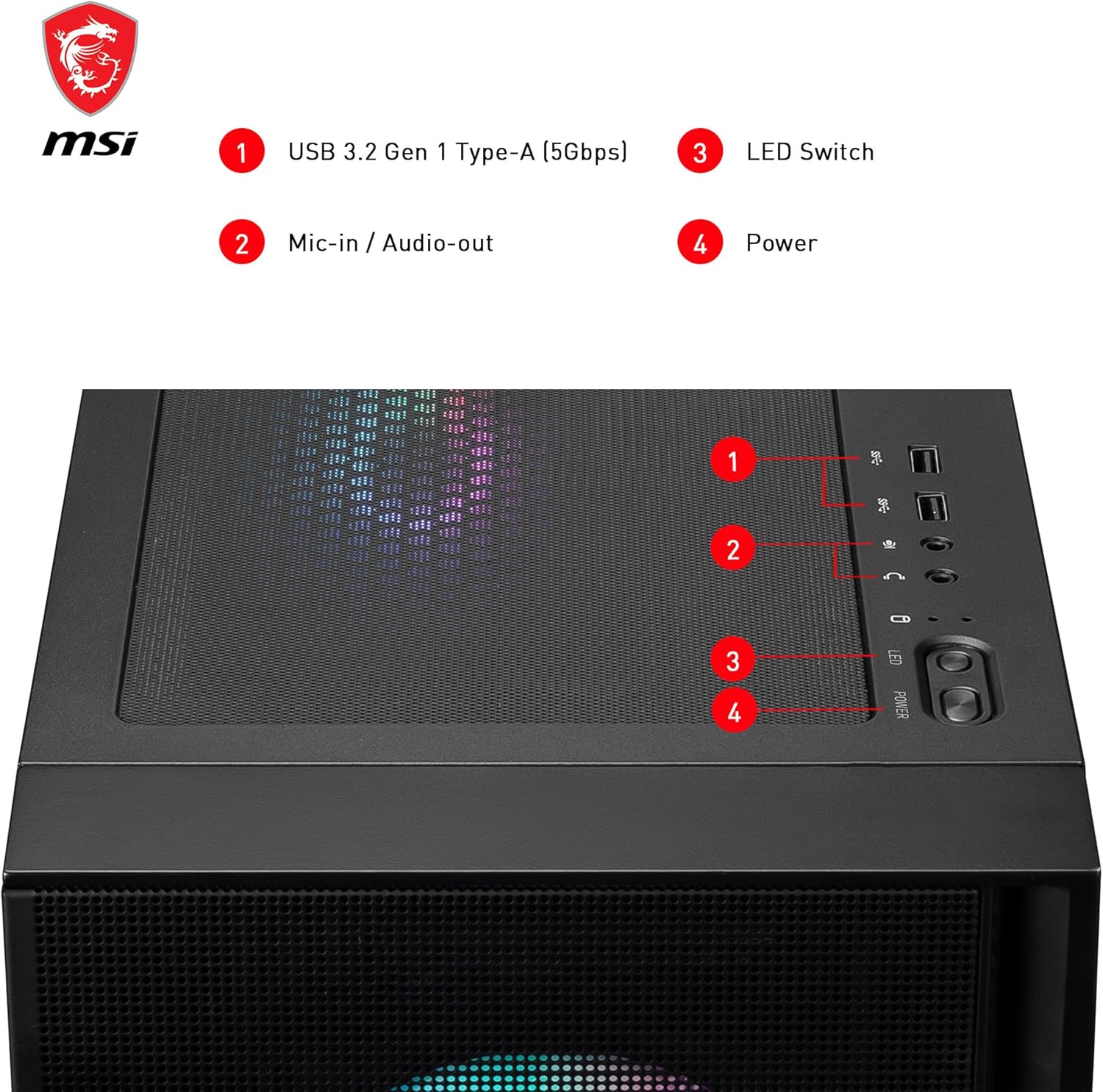 MSI MAG Forge 321R Airflow Mid-Tower PC Case Black - OPCbleu