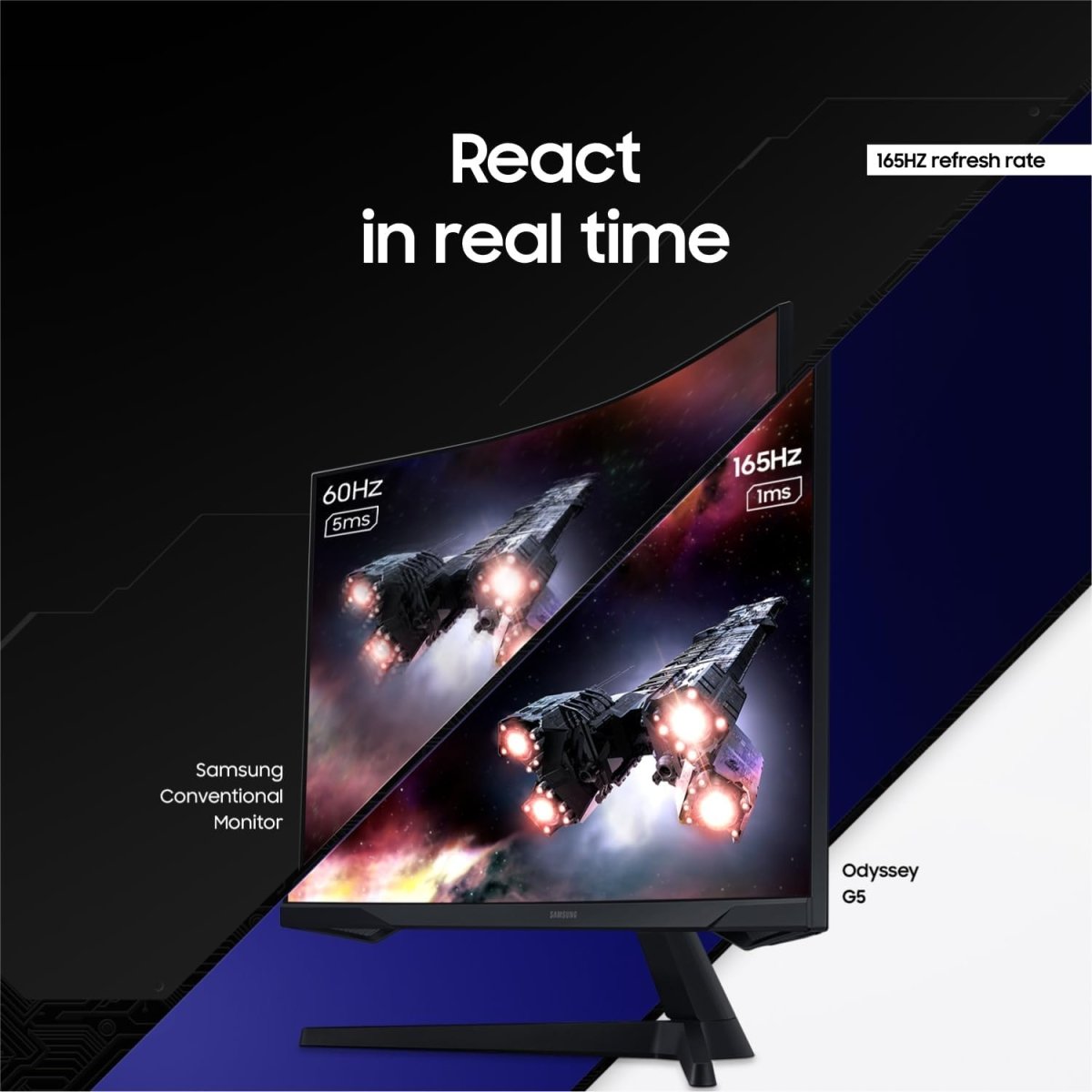 Samsung Odyssey G55C Curved Gaming Monitor QHD 165Hz 1ms HDR10 - OPCbleu