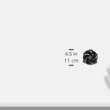 CPU size graphic with '4.5 in' measurement and small cooler icon