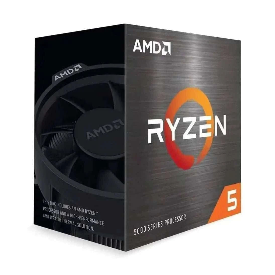 Ryzen 5 desktop processor retail box angled view with fan artwork