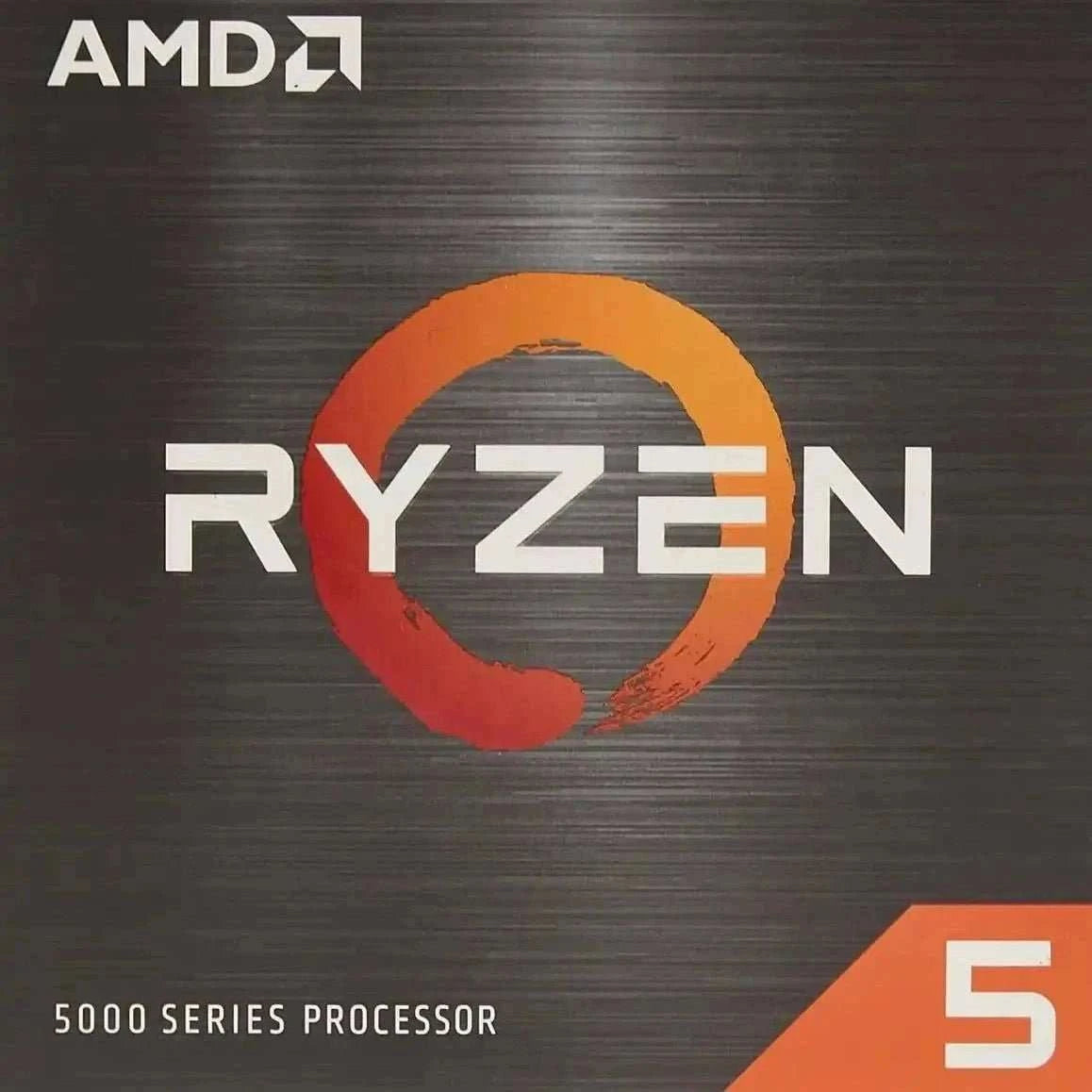 Ryzen 5 desktop processor box close-up with 'RYZEN' logo and '5'