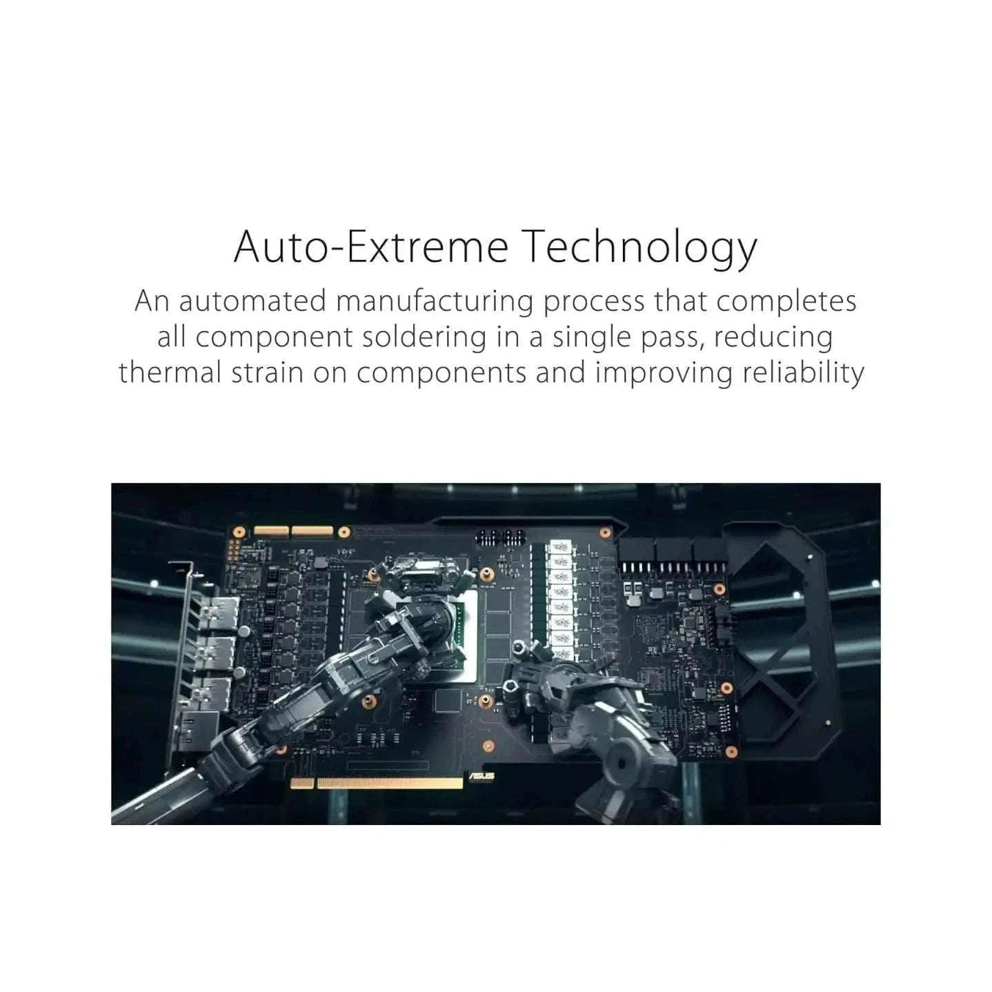 Auto-Extreme Technology concept with graphics PCB soldering close-up
