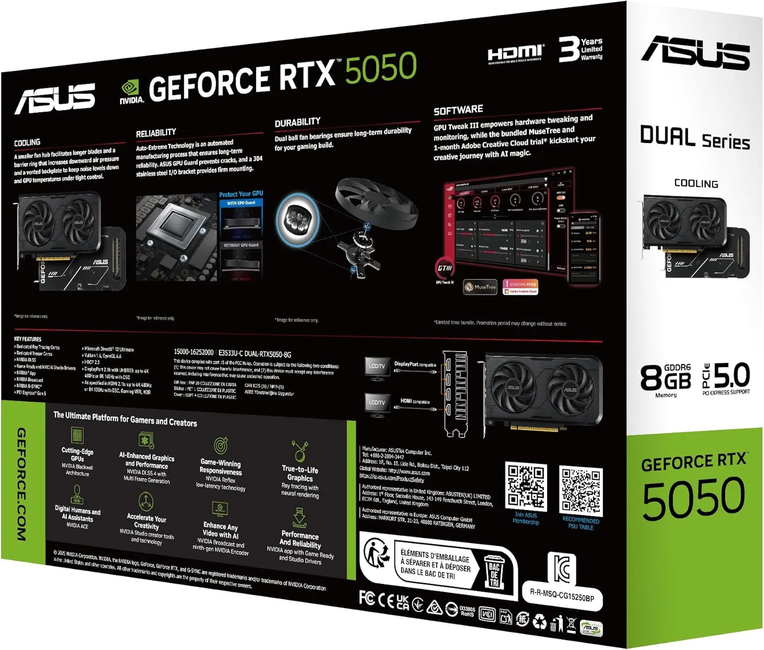 ASUS Dual GeForce RTX 5050 8GB GDDR6 Graphics Card