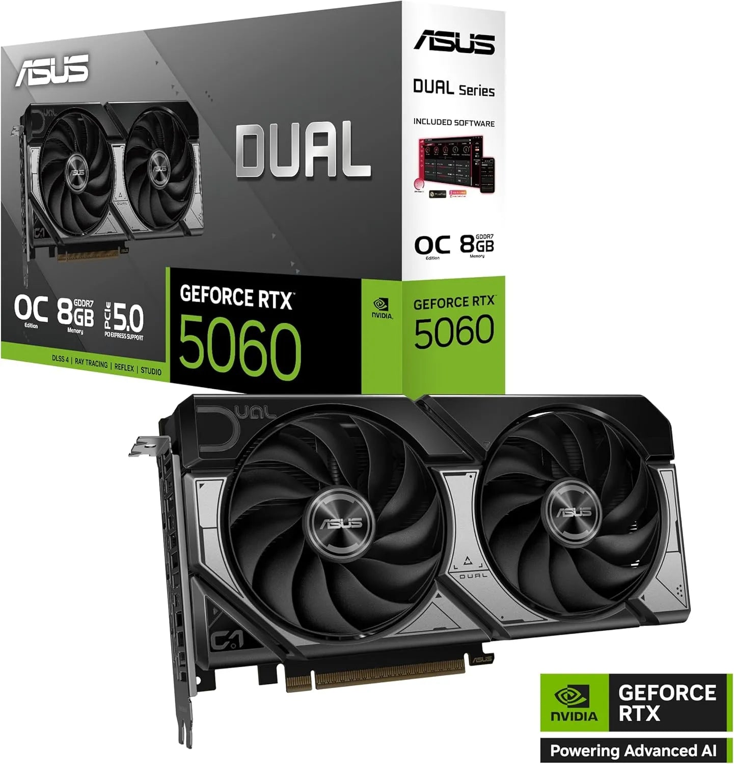 ASUS Dual GeForce RTX 5060 8GB GDDR7 OC Edition Desktop Graphics Card