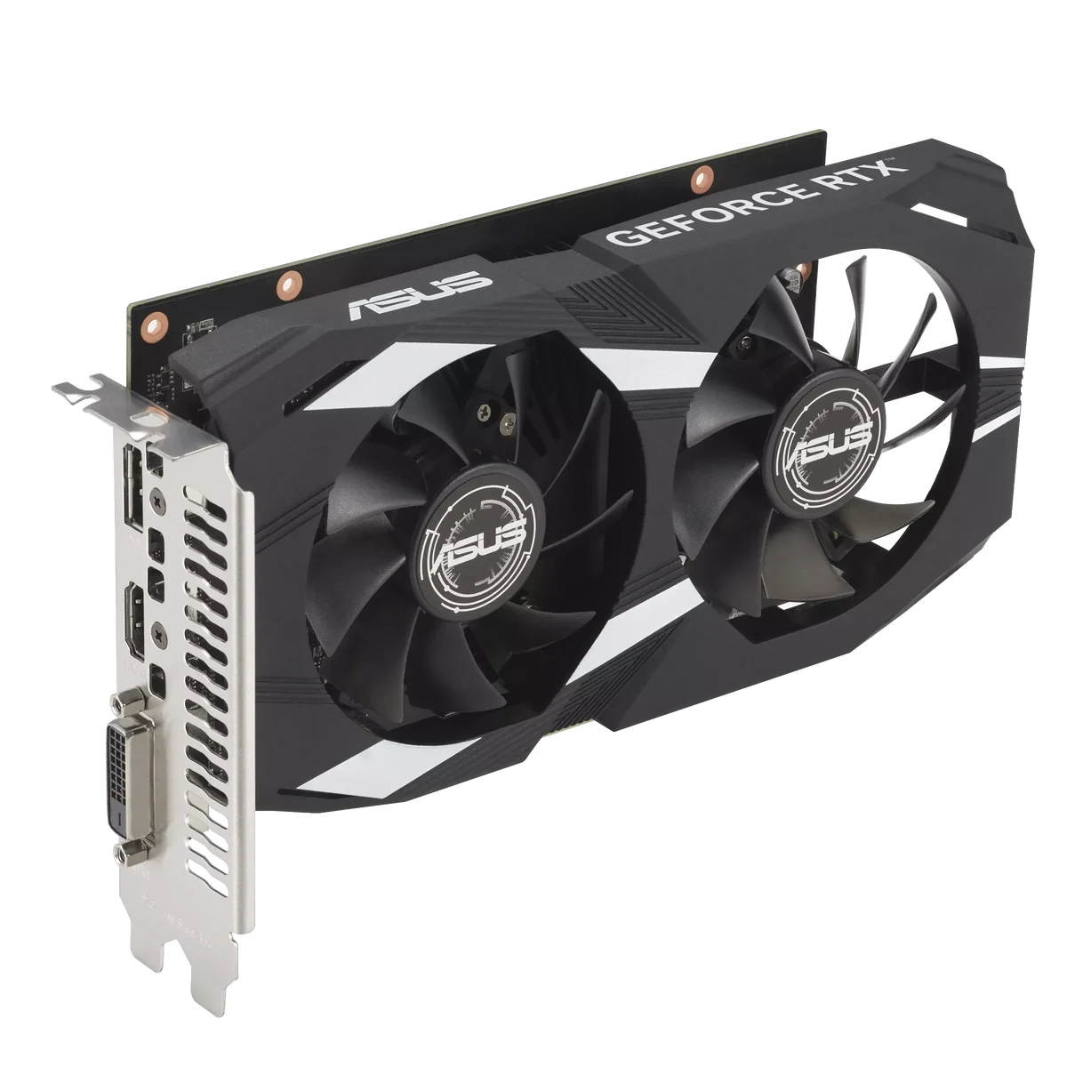 ASUS Dual GeForce RTX 3050 OC Edition 6GB I/O angle
