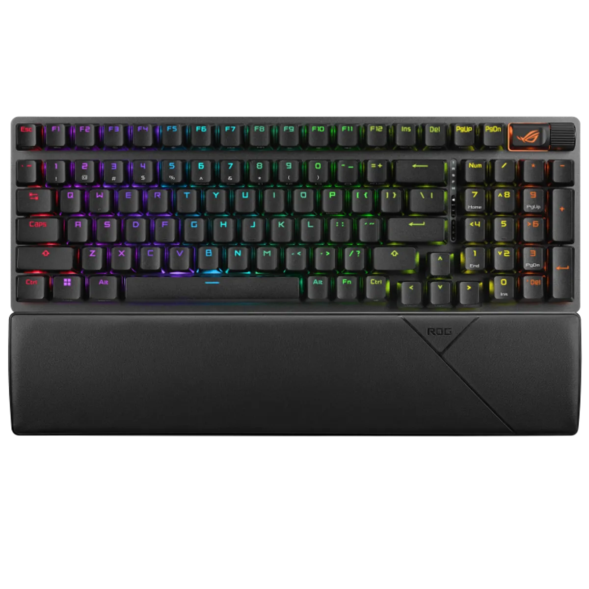 ASUS ROG Strix Scope II 96 Wireless Black official front view with wrist rest