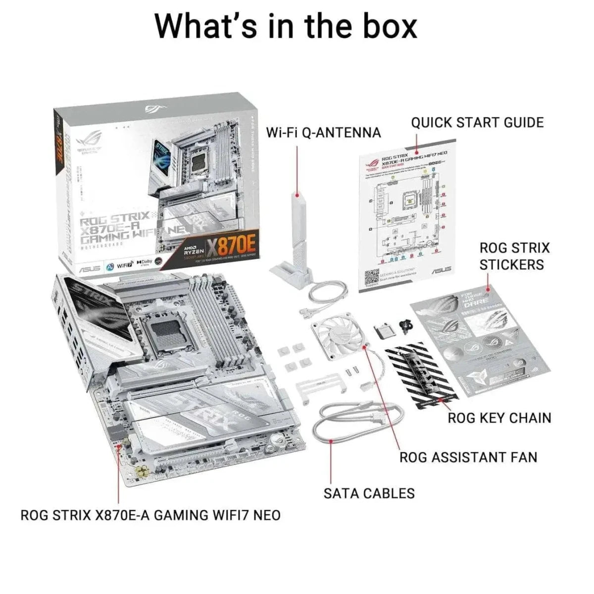 ASUS ROG Strix X870E-A Gaming WIFI7 NEO AMD ATX Motherboard 16+2+2 Power Stages - White - OPCbleu