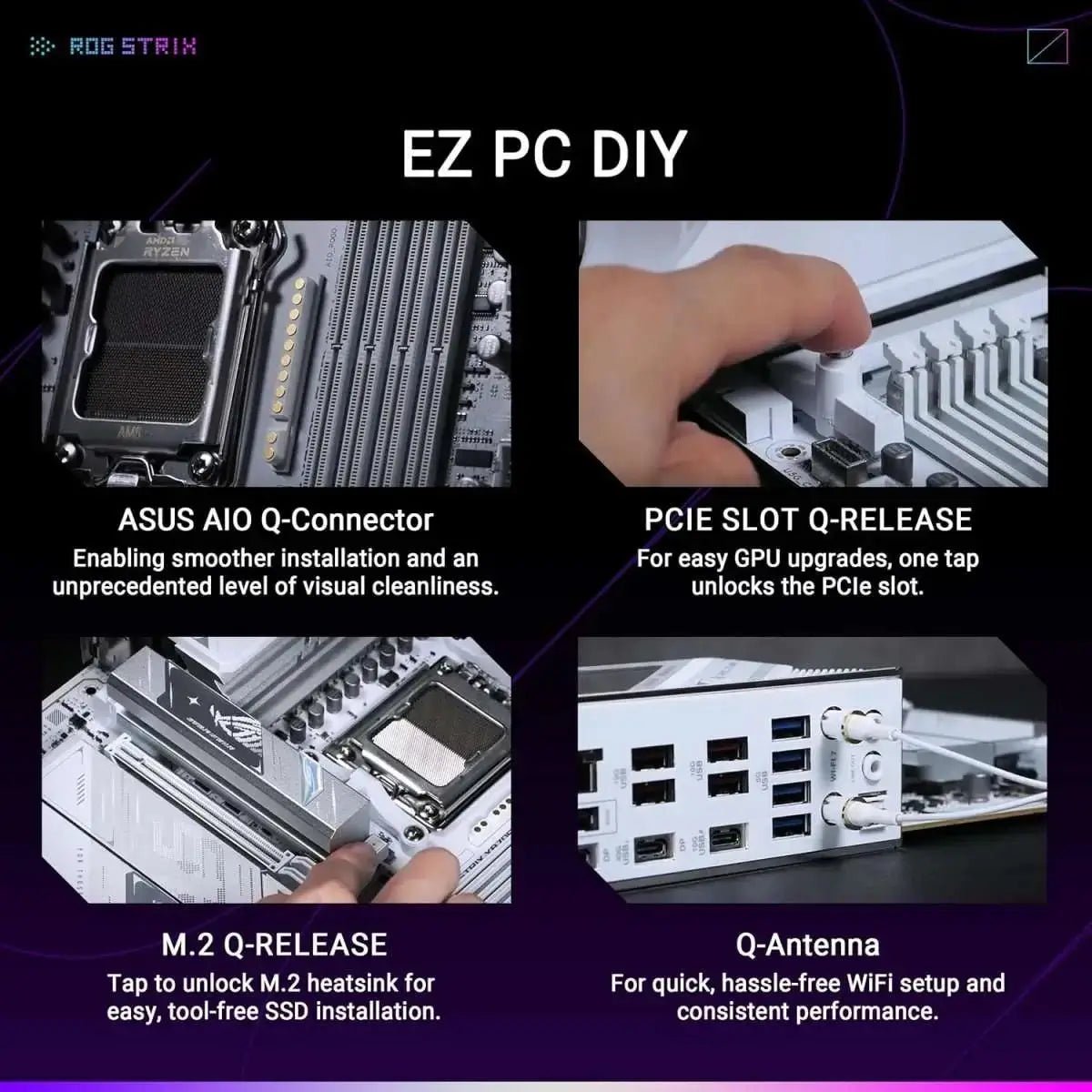 ASUS ROG Strix X870E-A Gaming WIFI7 NEO AMD ATX Motherboard 16+2+2 Power Stages - White - OPCbleu