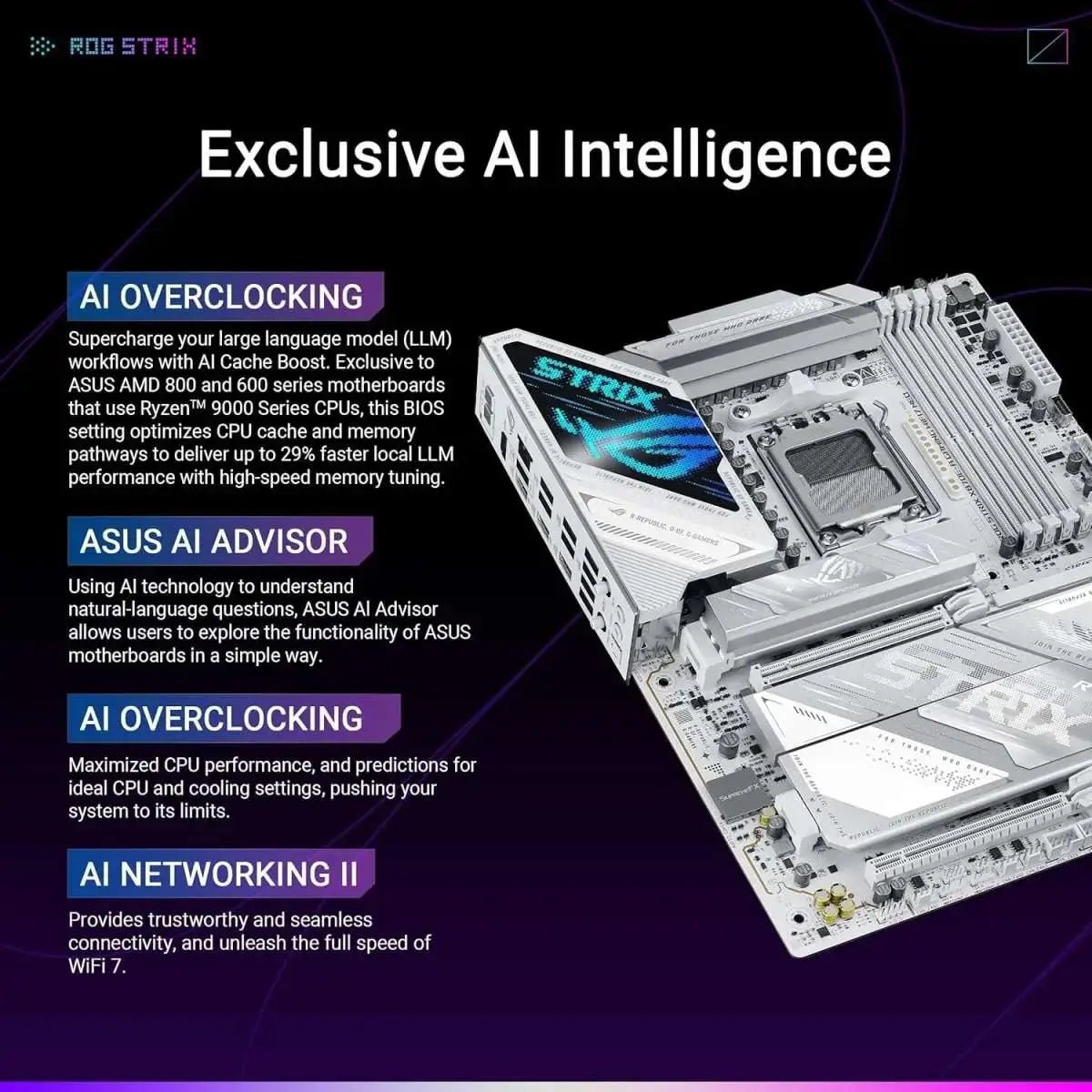 ASUS ROG Strix X870E-A Gaming WIFI7 NEO AMD ATX Motherboard 16+2+2 Power Stages - White - OPCbleu